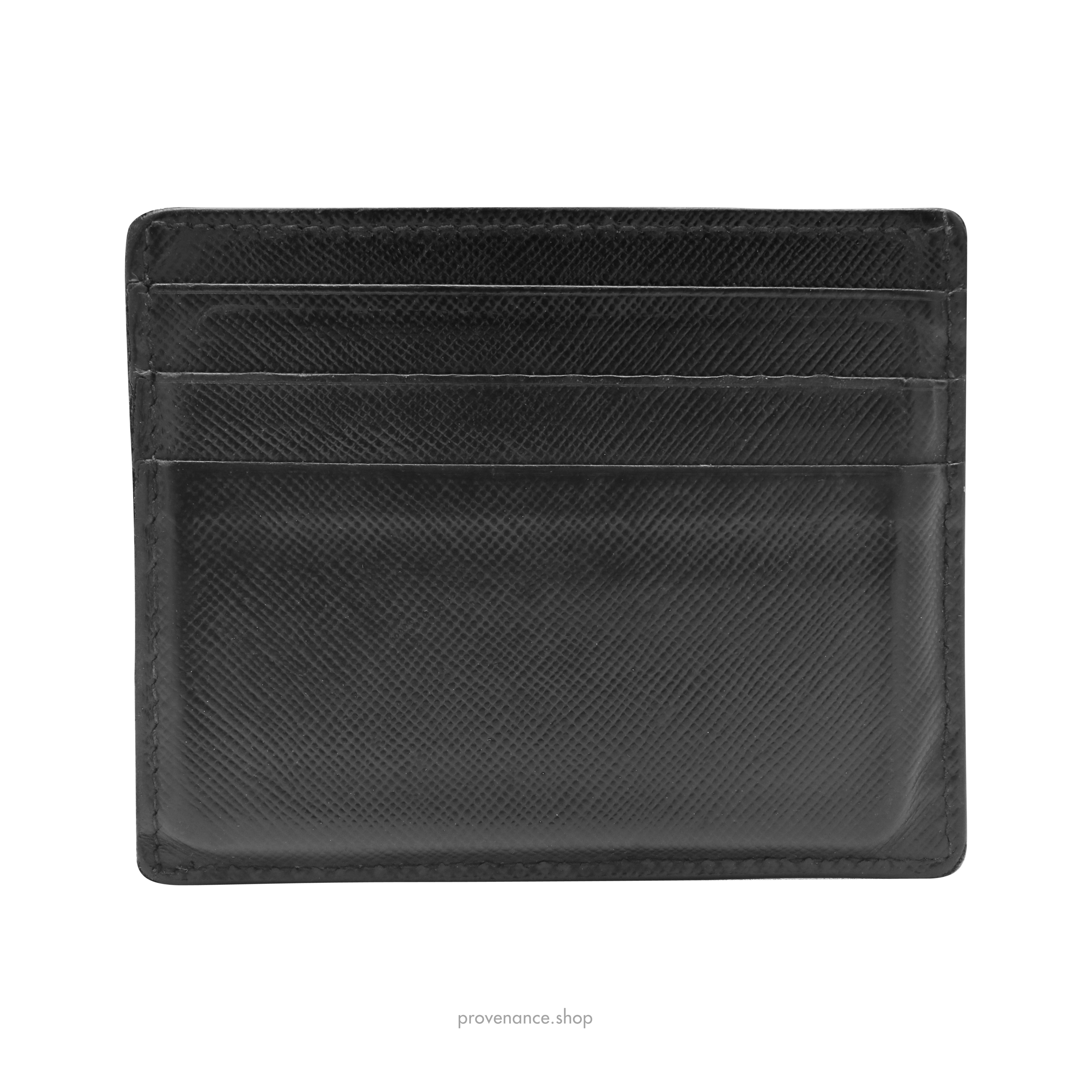Prada Logo Card Holder Wallet - Black Saffiano Leather - 2