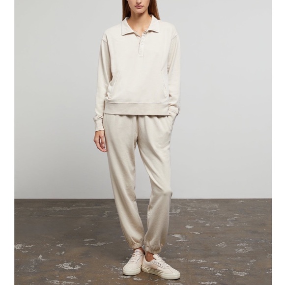 Onia Garment Dye Terry Jogger + Polo in Swan - 2