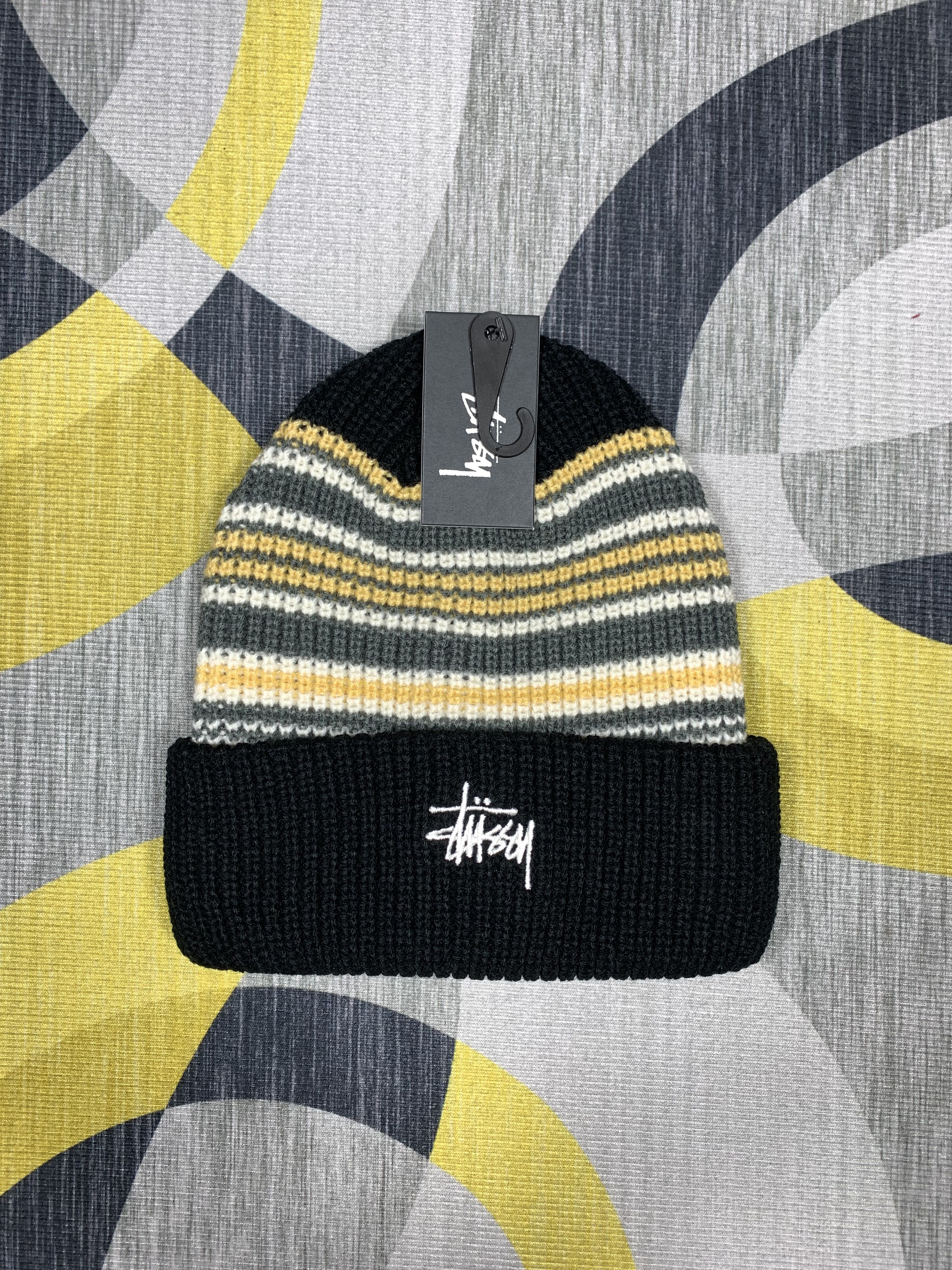 Stüssy Stussy Striped Cuff Beanie - Black | reserve.trove | REVERSIBLE