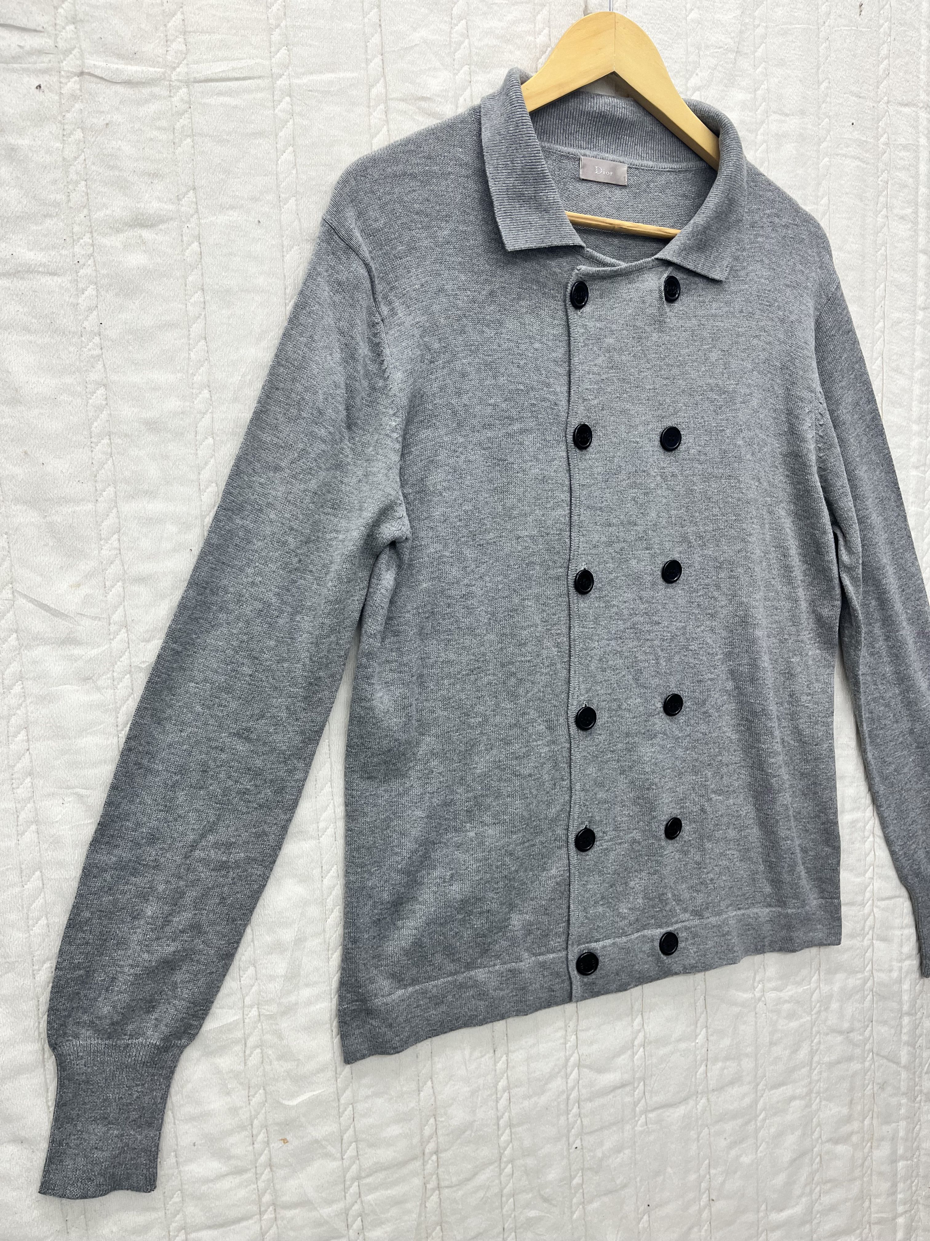 DIOR GREY DOUBLE-BUTTON CARDIGAN - 3