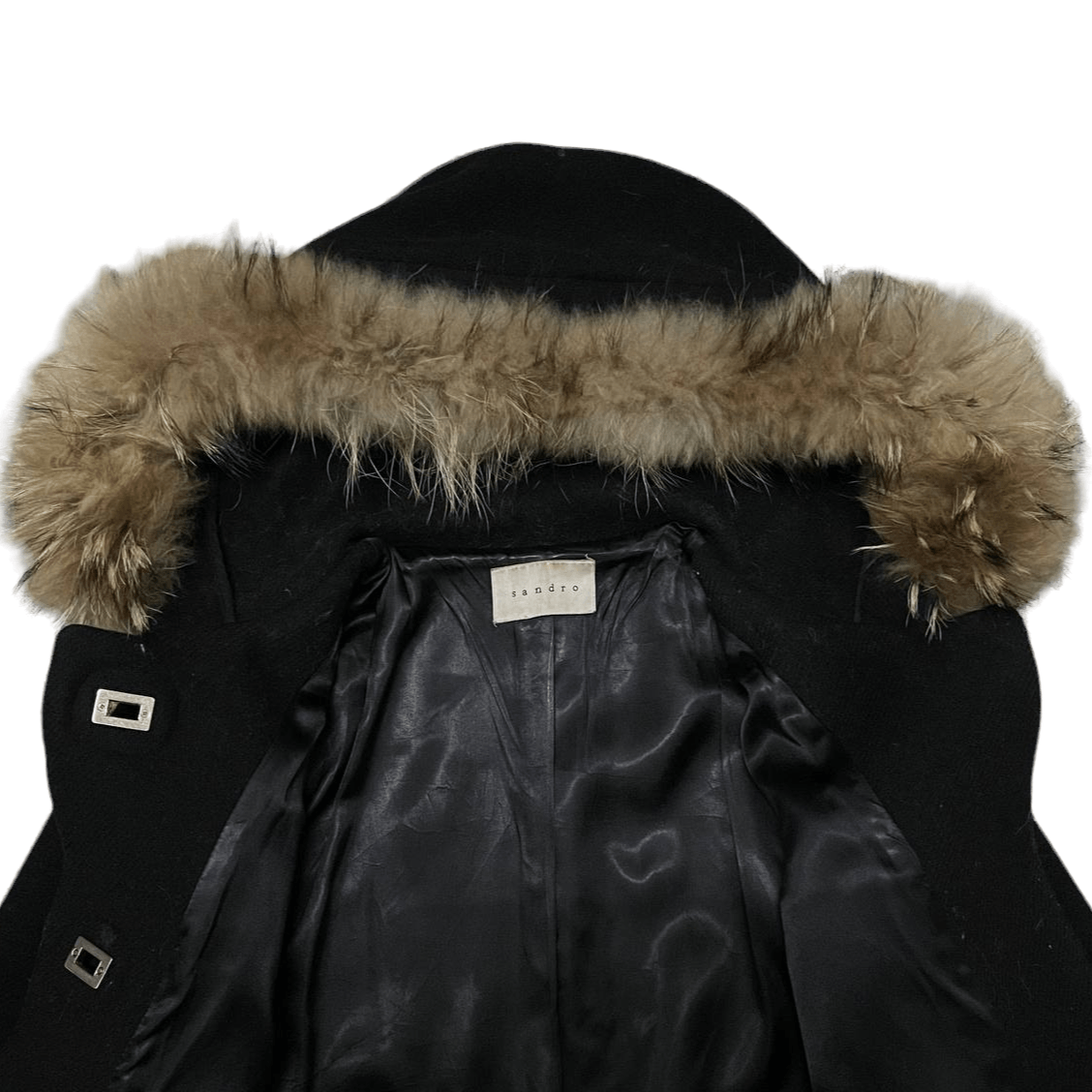 Sandro Paris Fur Wool Hooded Coat - 9
