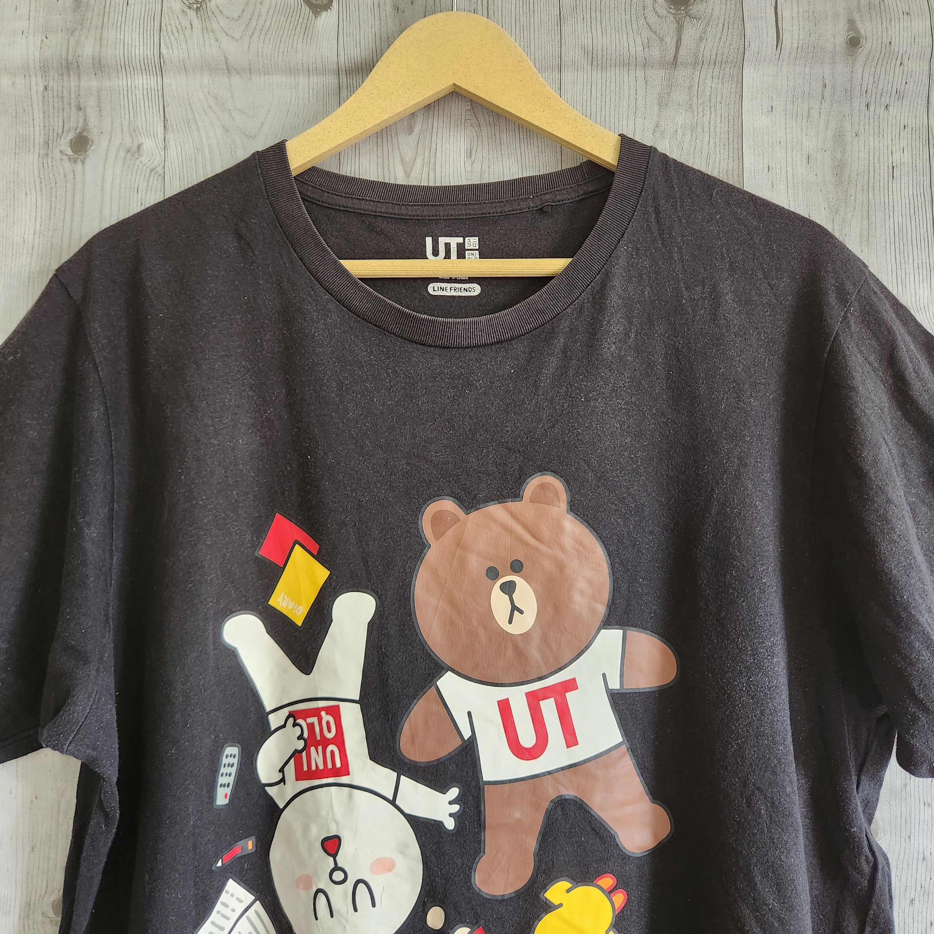 Uniqlo X Line Friends Mascots Black Tees - 17