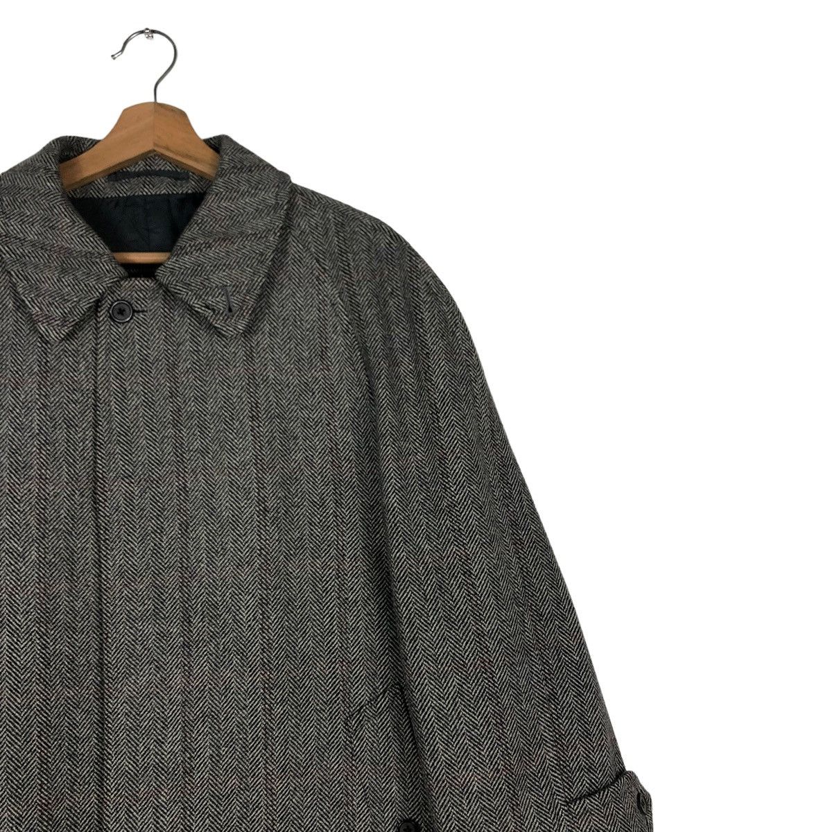 Vintage - 🔥RICH GREY - FLY WOOL LONG JACKET COATS HERRINGBONE - 5