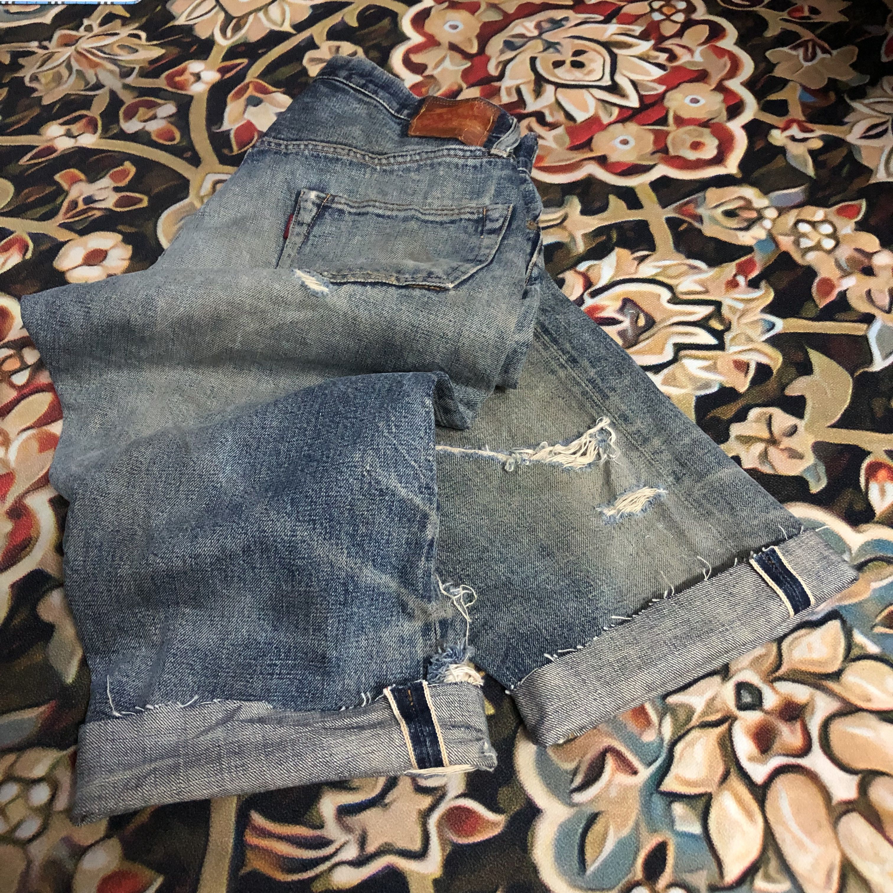 Vintage - TRASHED🔥 DENIME Selvedge Cutoff Rusty Denim Shorts #5064-22 - 18