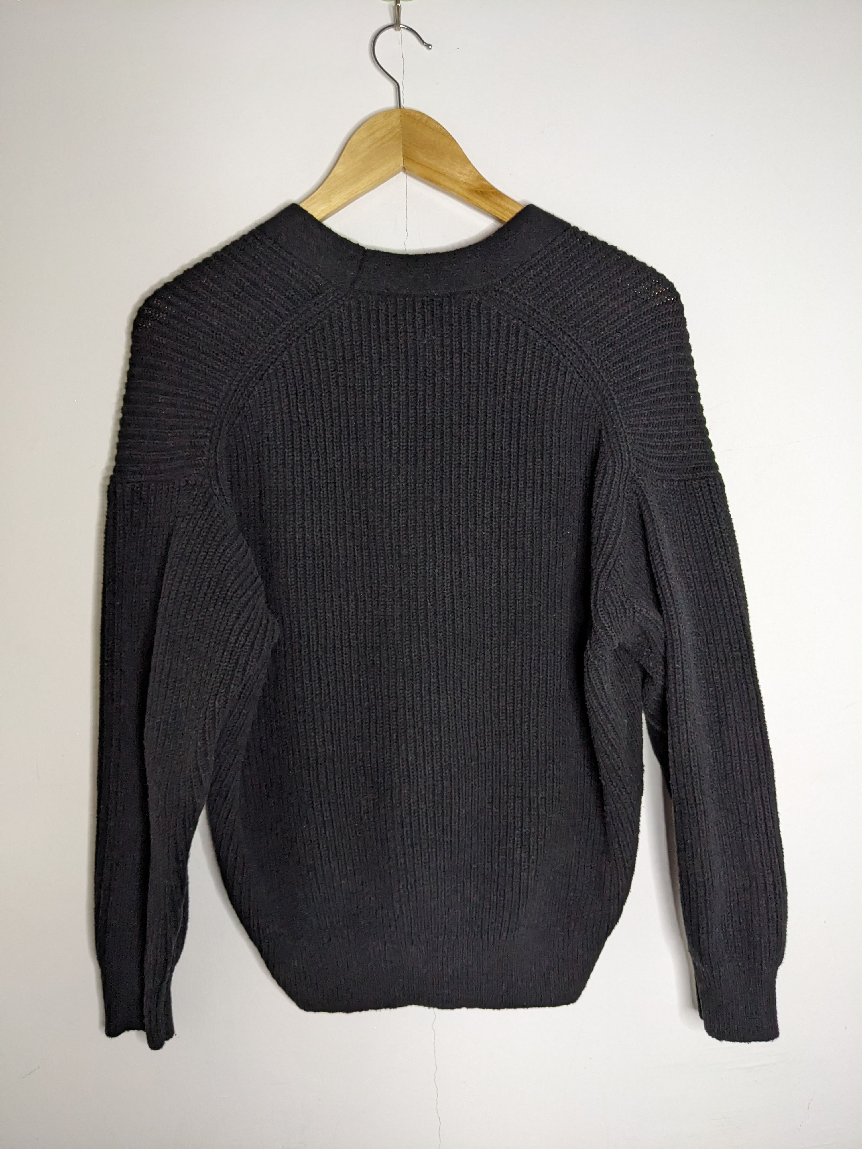 Uniqlo Crocheted Pattern Cotton Knit Sweater Black Cardigan - 3