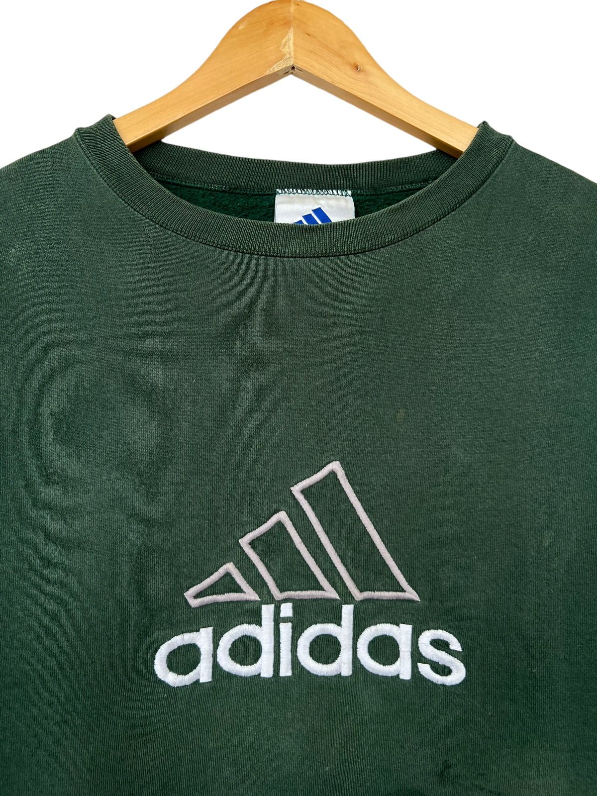Vintage 90s Adidas Trefoil Biglogo Green Baggy Sweatshirt - 4