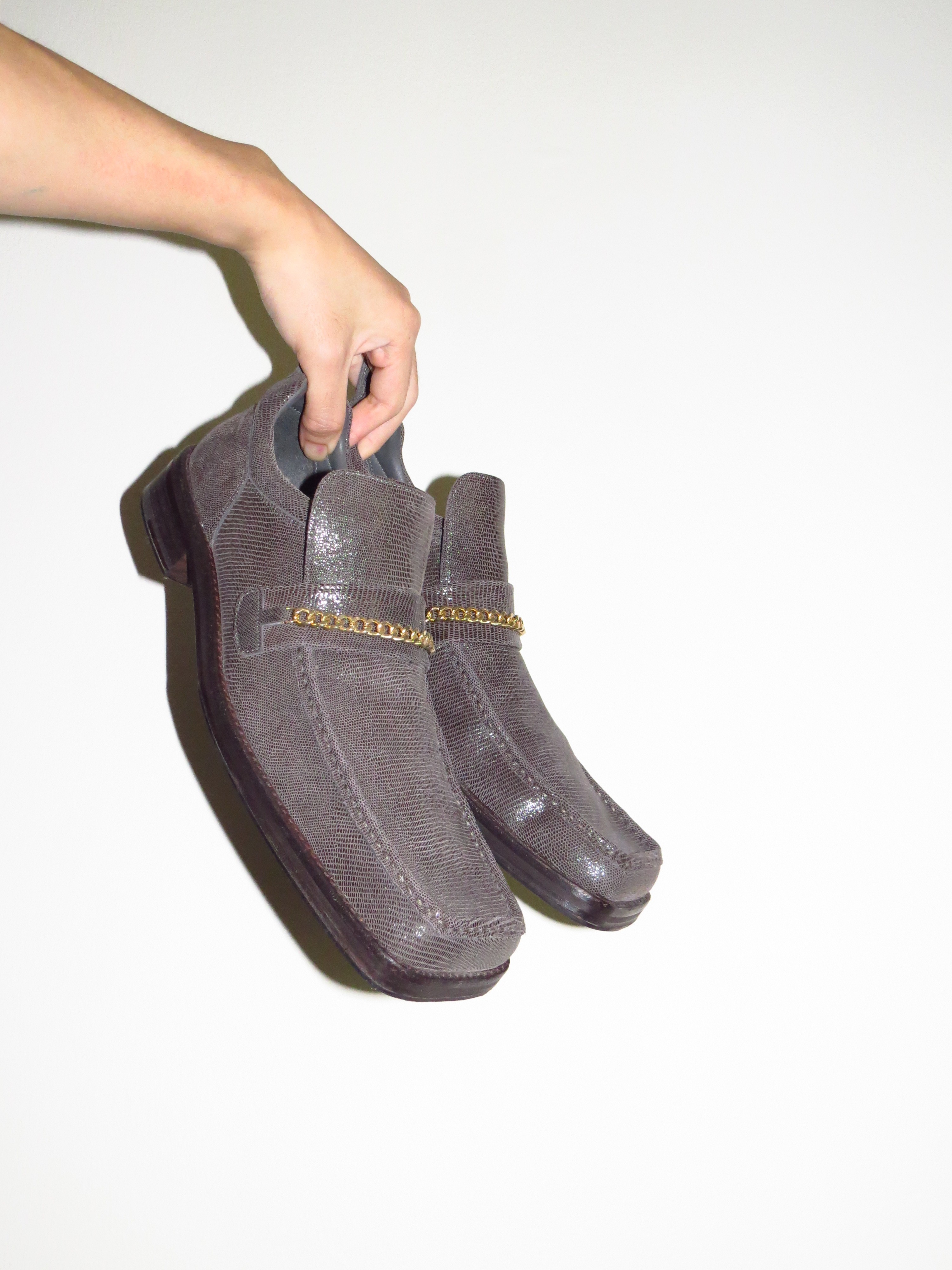 Martine Rose - Runway Lizard-skin Square-toe Chained Loafers - 3