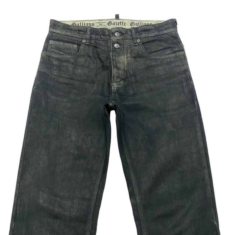 John Galliano Black Dust Waxed Denim Jeans - 1