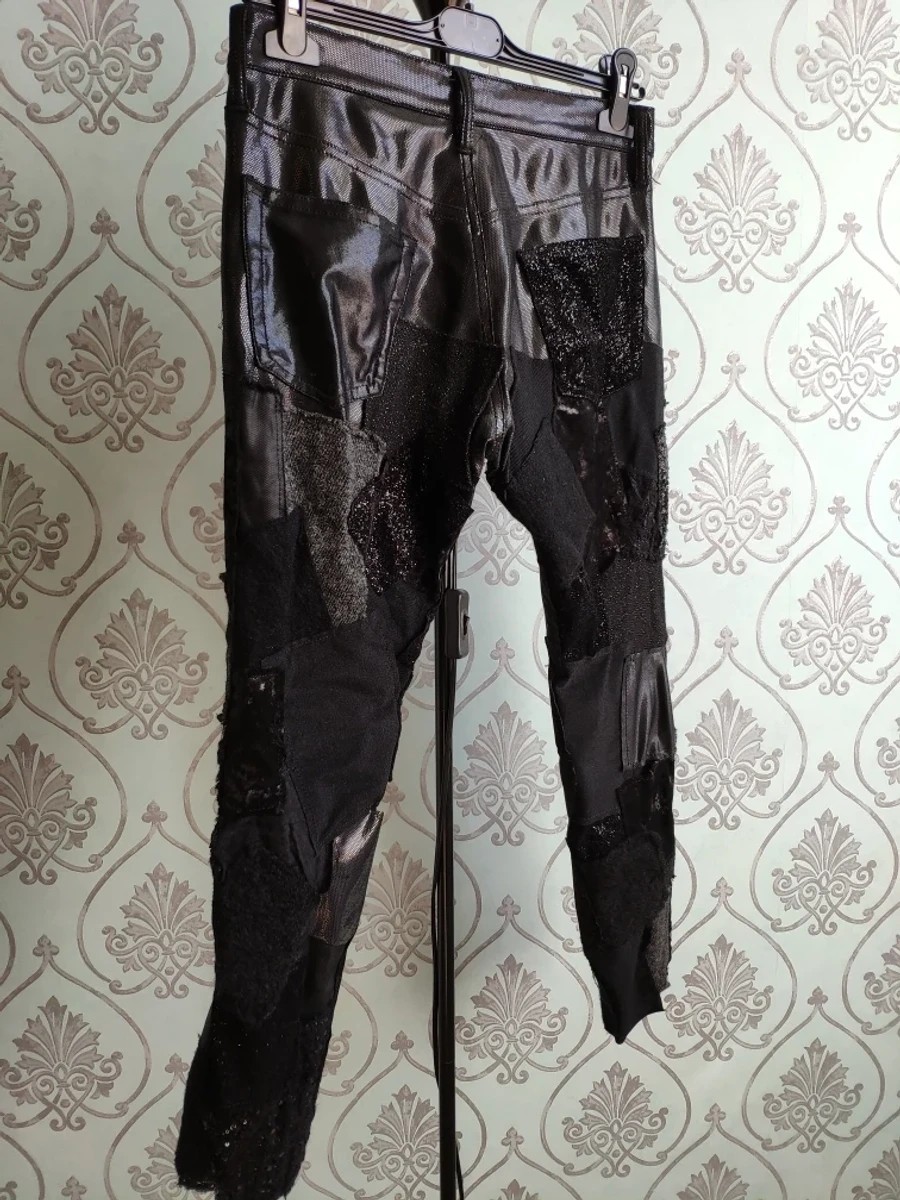 UNIQUE ! AD2014 Black patchwork double layered pants - 5