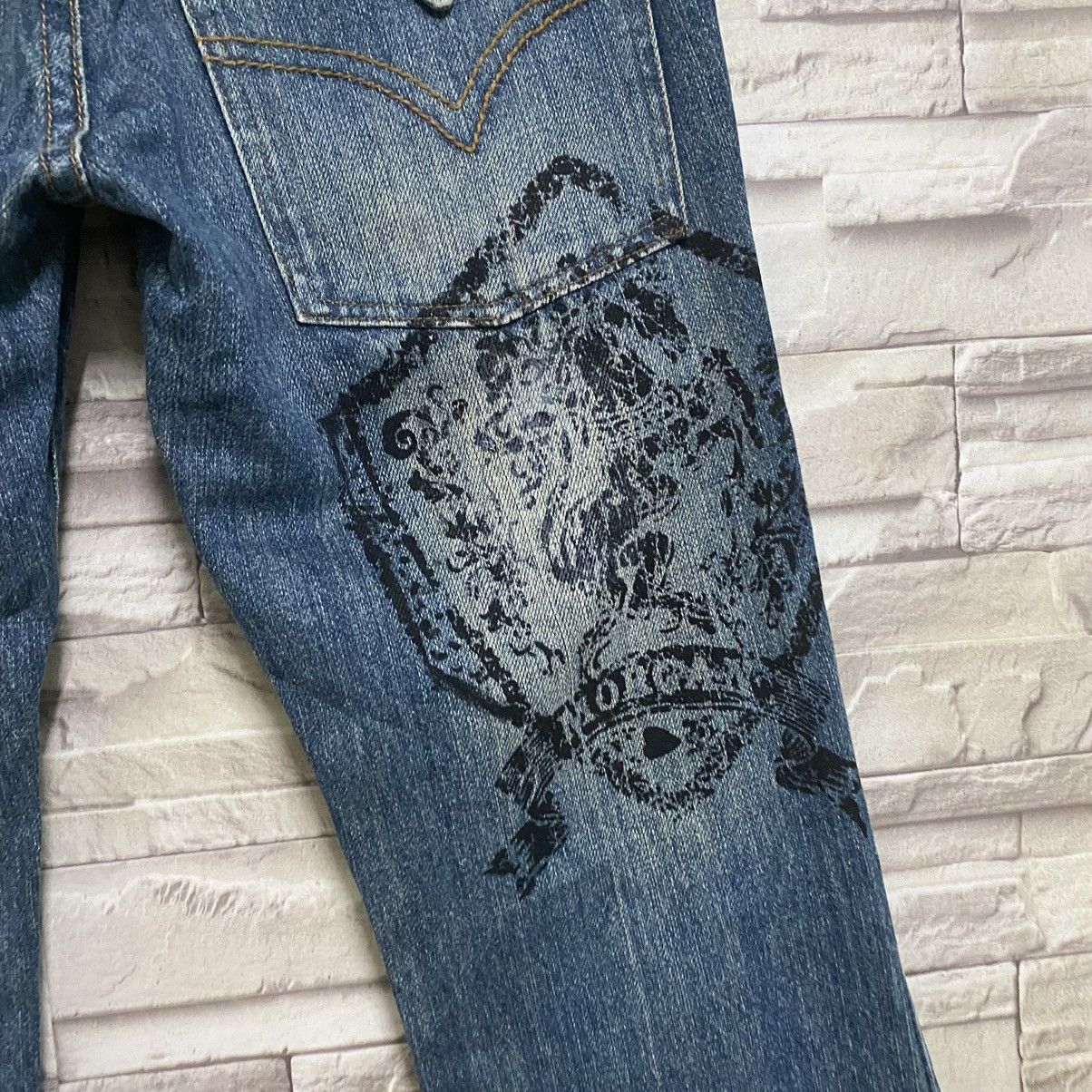 Morgan Homme Distressed Denim Flare Jeans Studded - 11