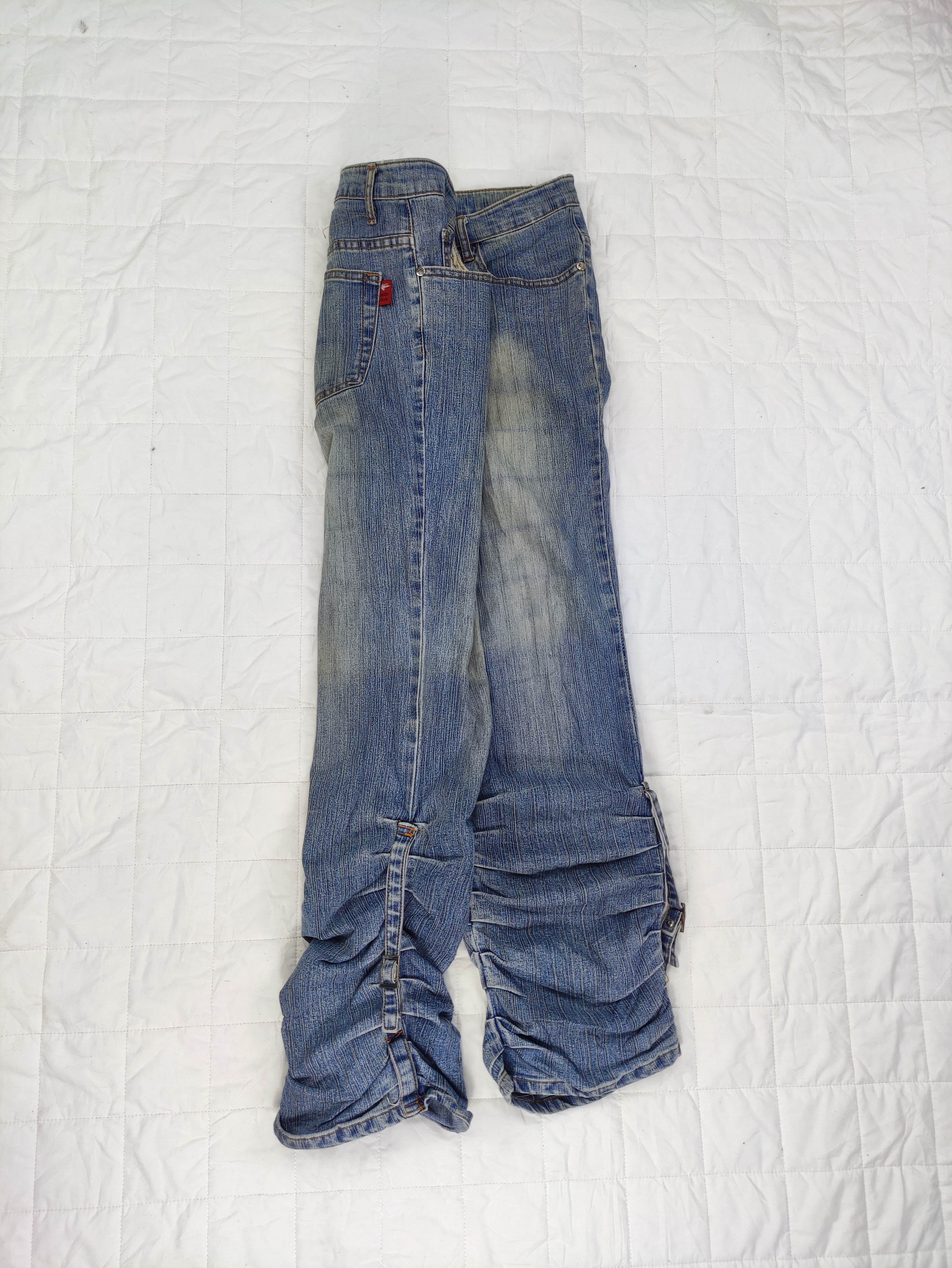 Vintage Japanese Ge Zhi Dun Belt Leg Light Washed Jeans - 2