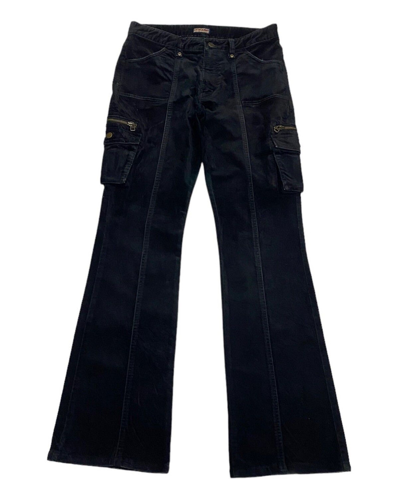 JAPANESE AVANT GARDE STYLE VELVET FLARE CARGO PANTS - 1