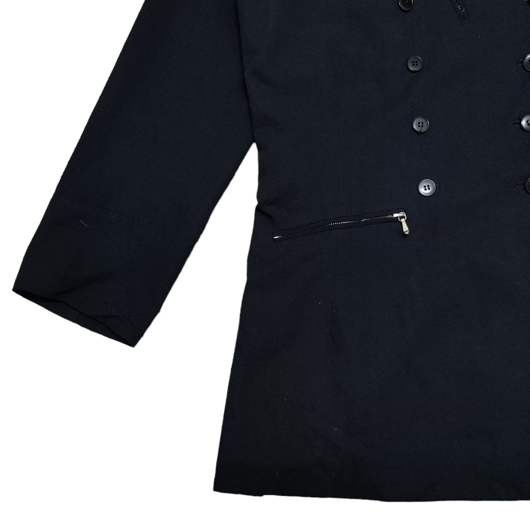 Vintage Agnes B. Zipper Pocket Double Breasted Coat Jacket - 3