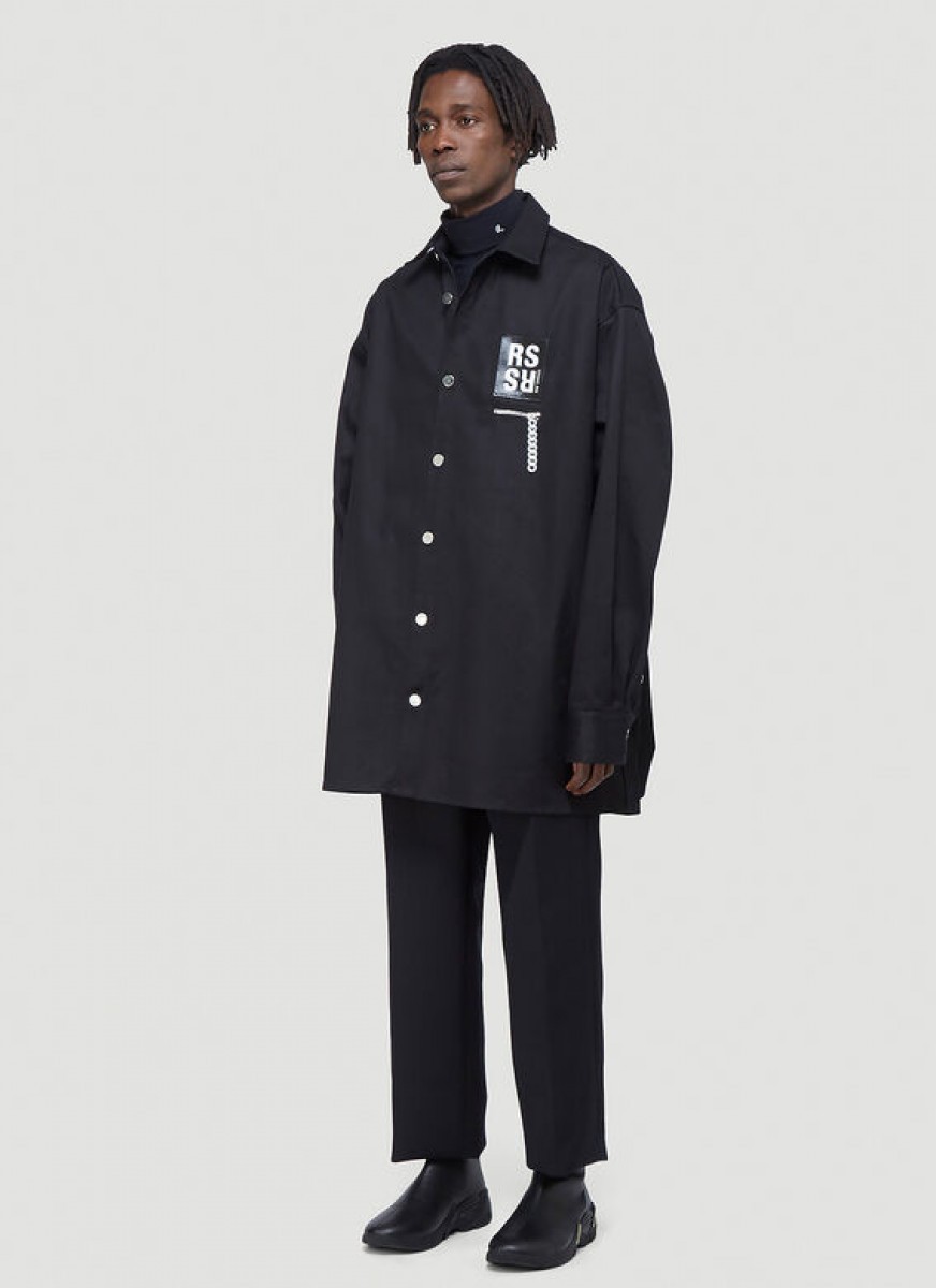 Oversized Denim Shirt in Black - 2