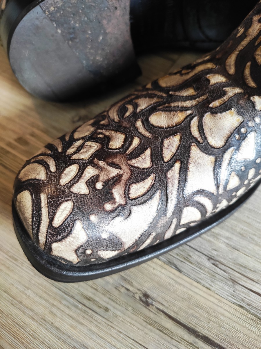 Gianni Barbato - Woodburning leather boots.Like Saint Laurent or Celine - 8