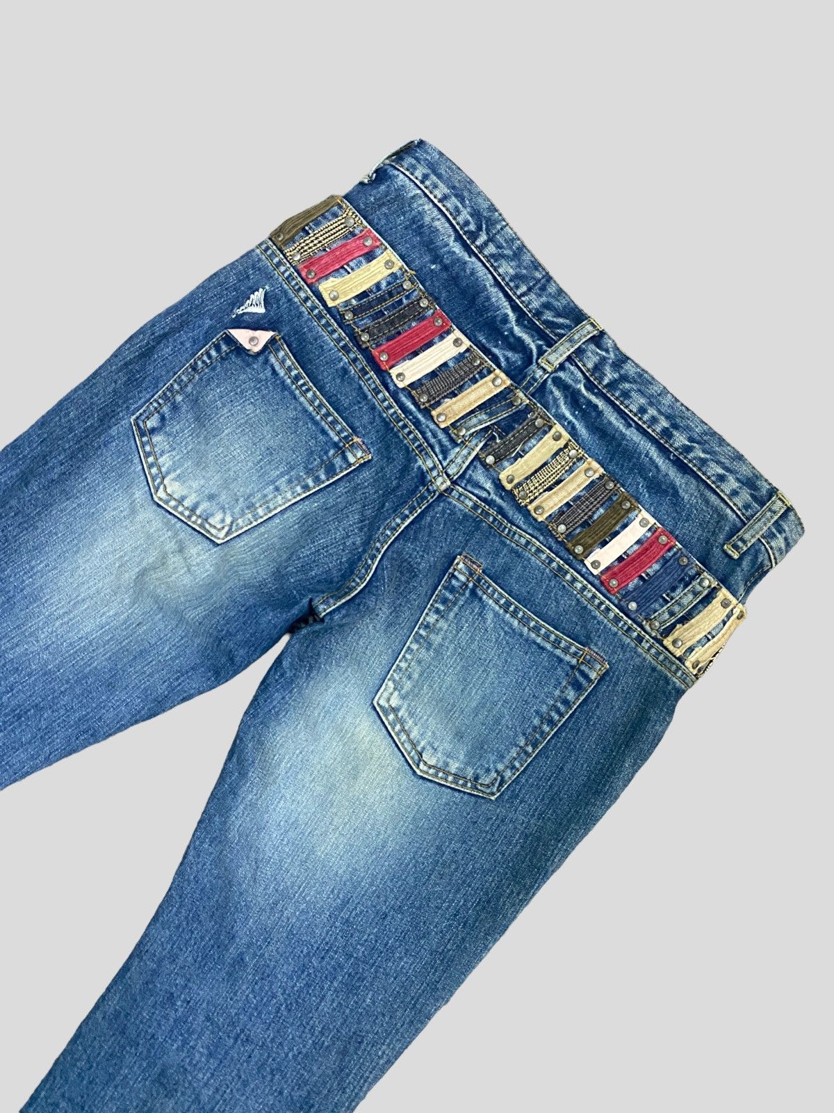 VINTAGE ANTGAUGE DOUBLE WAIST EXTRA POCKET DENIM JEANS - 6