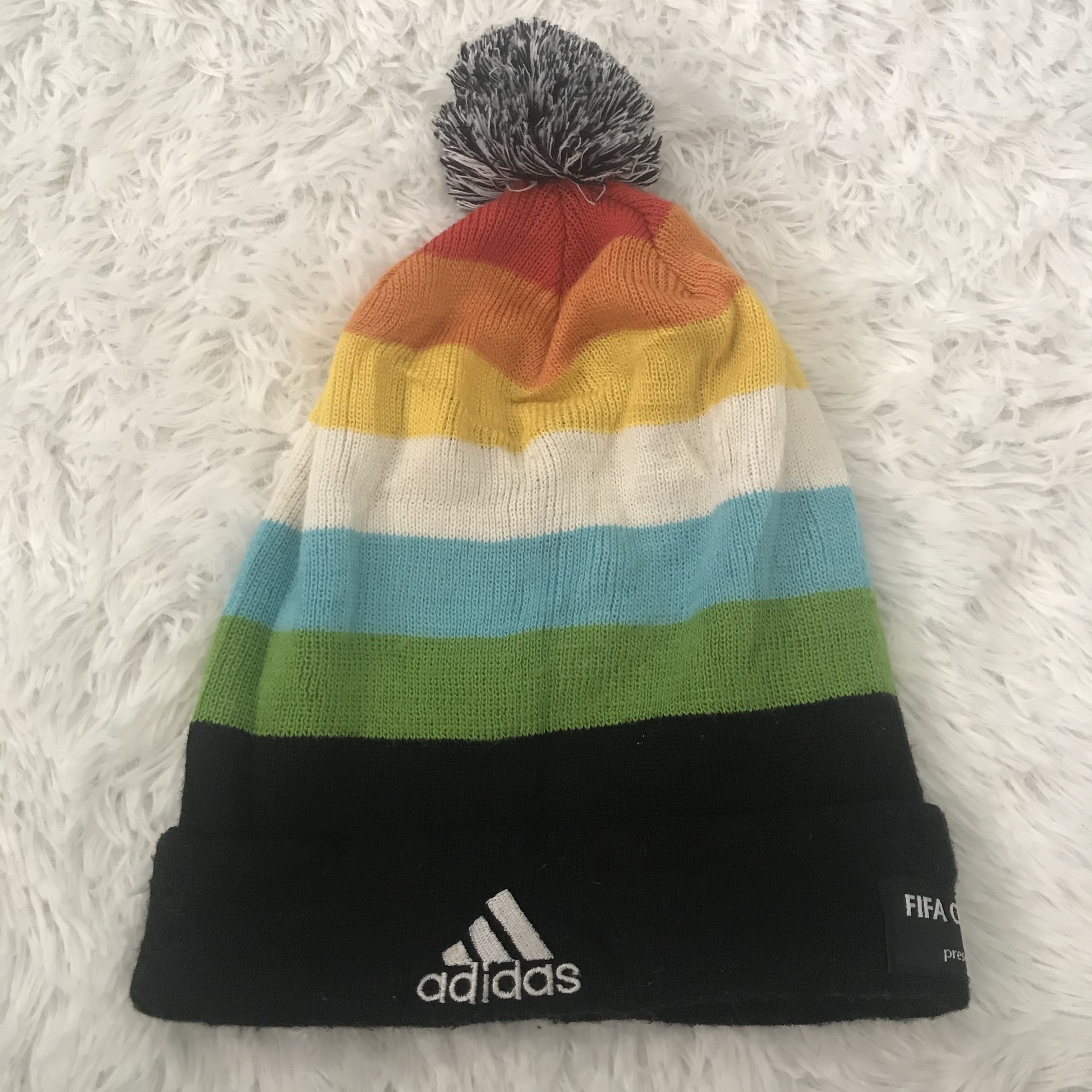 Rare Fifa Club World Cup Japan 2016 x adidas 3 stripes big logo embroidery beanie hat - 3