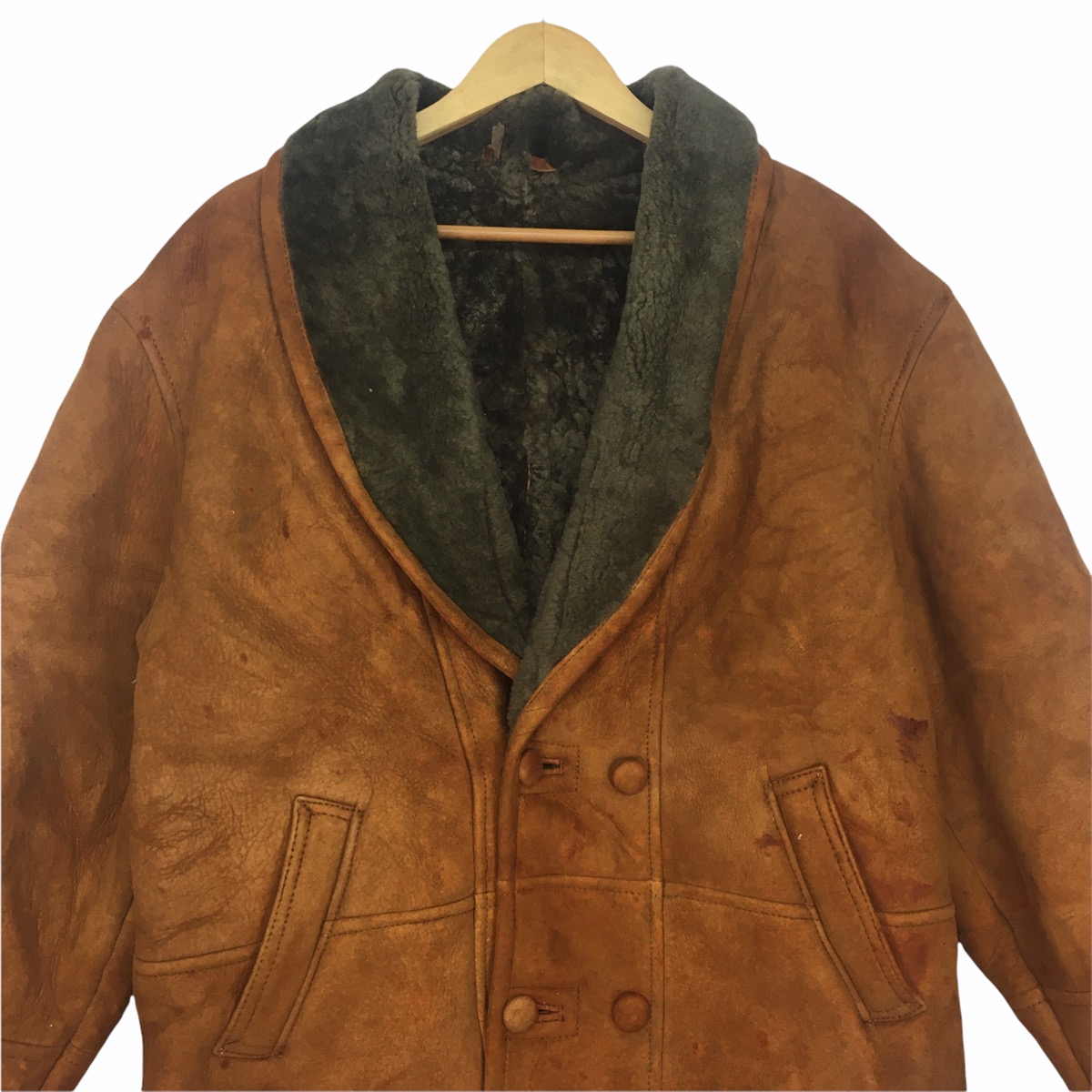 Italian Designers - Vtg TEODEM ITALY SHEARLING Genuine Leather Suede Jacket Coat - 2
