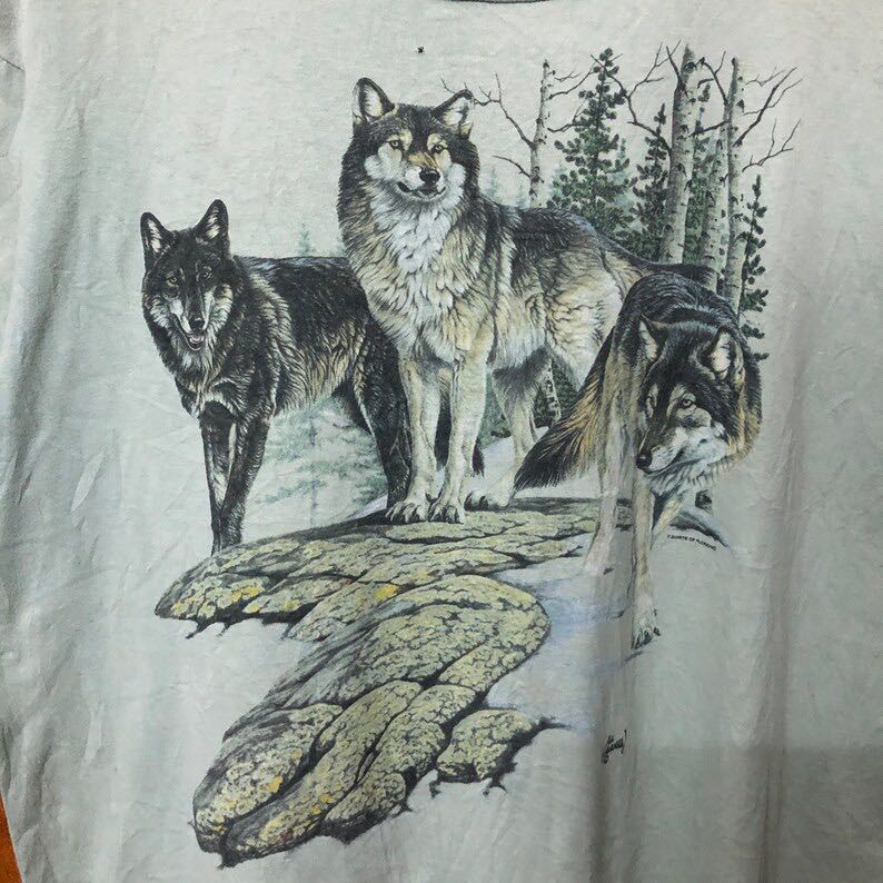 Vintage Wolf Animal Graphic Art Photo Print T-Shirt - 2