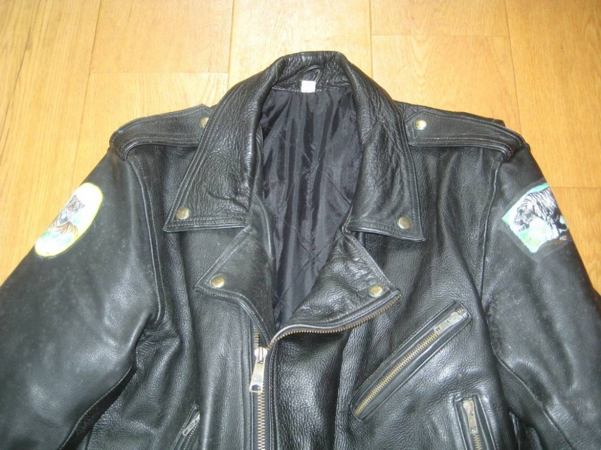 Vintage - Hand Painted Motorcycle Perfecto Biker - 5
