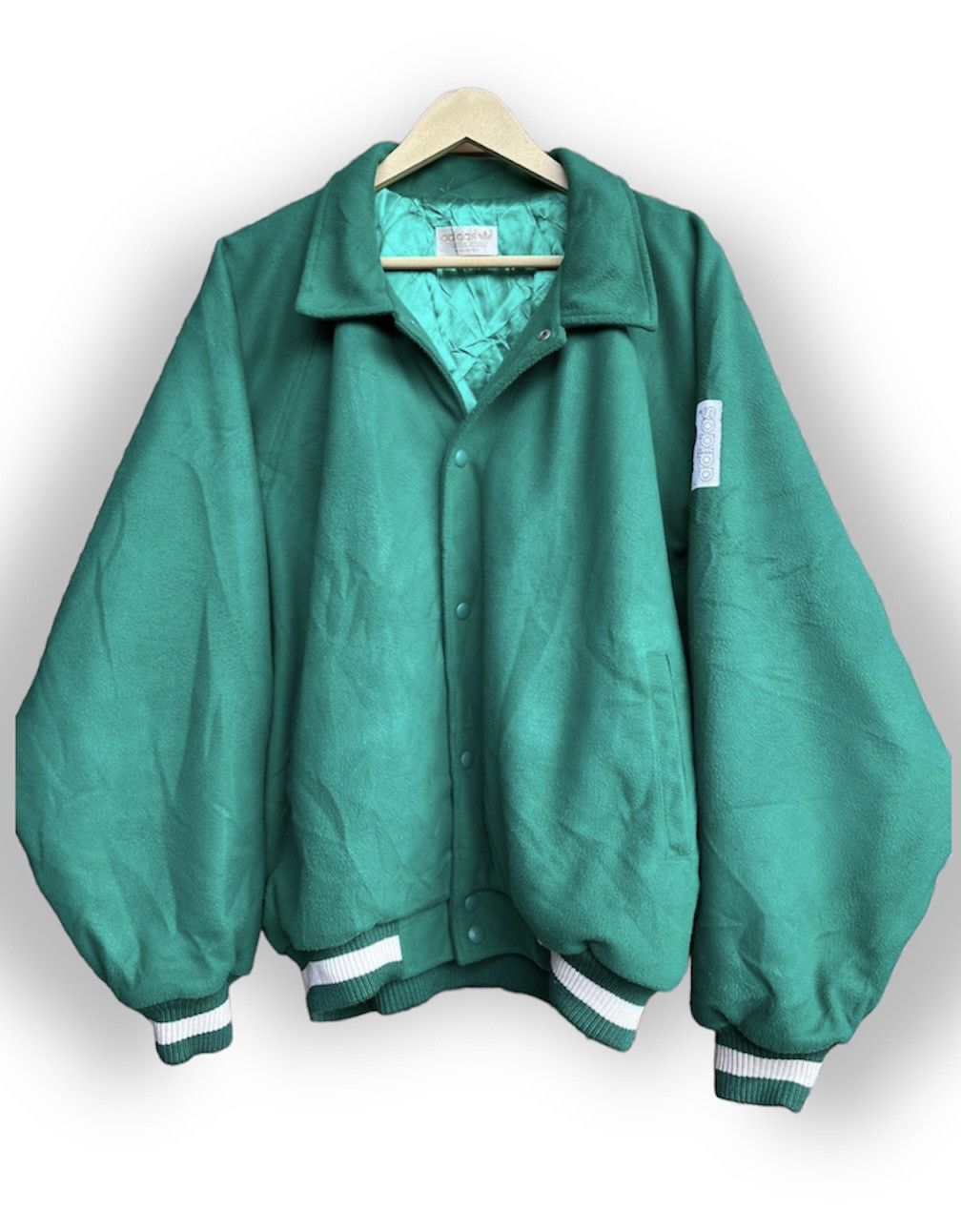 Vintage Adidas Descente Green Varsity Jacket Japan - 1