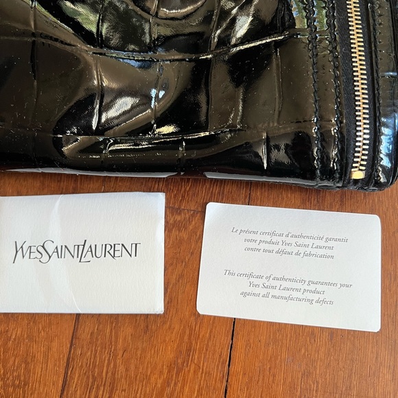 YSL SAINT LAURENT DOWNTOWN BLACK PATENT LEATHER TOTE BAG SATCHEL - 11