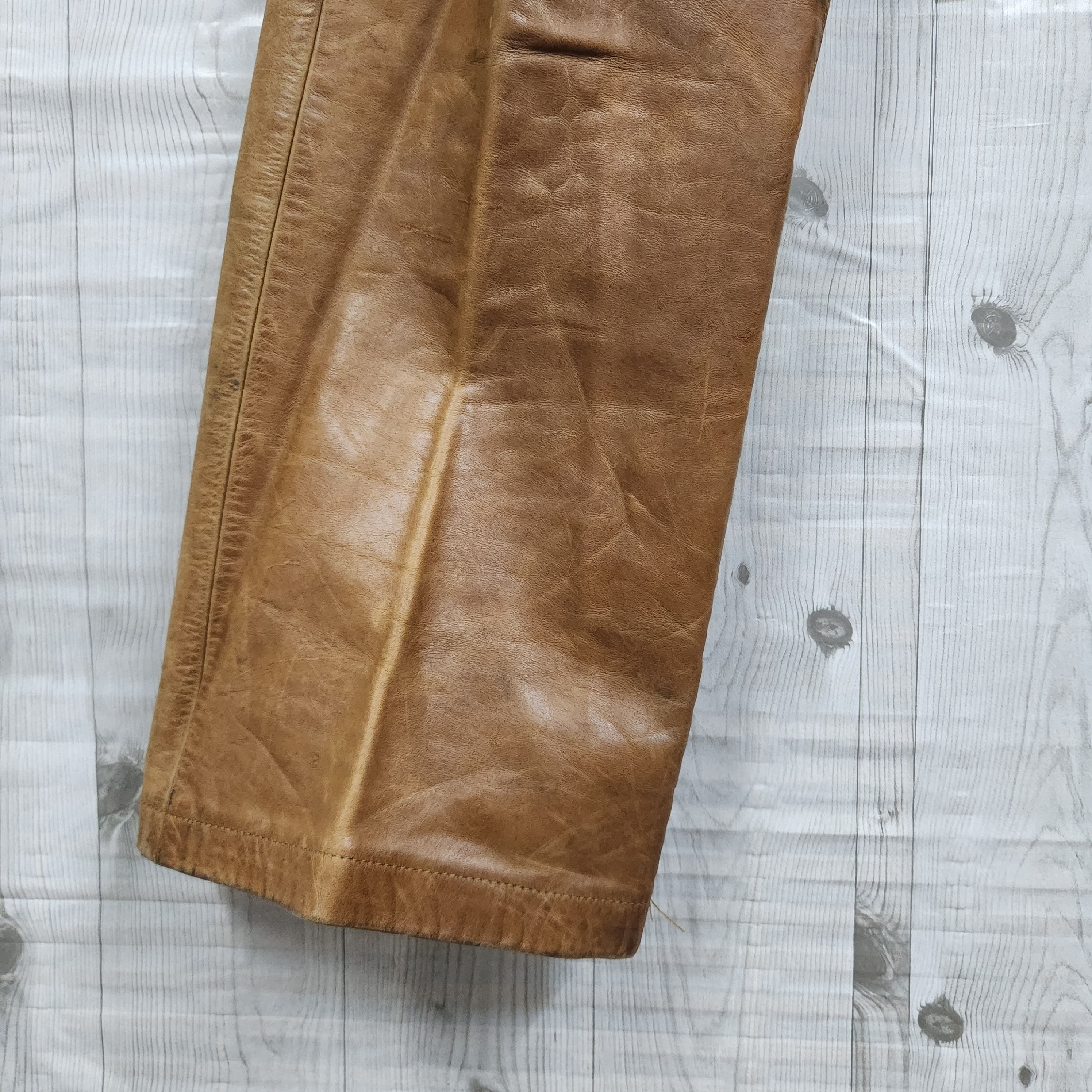 Genuine Leather - Vintage 5351 Pour Les Hommes Genuine Cow Leather Pants Japan - 4