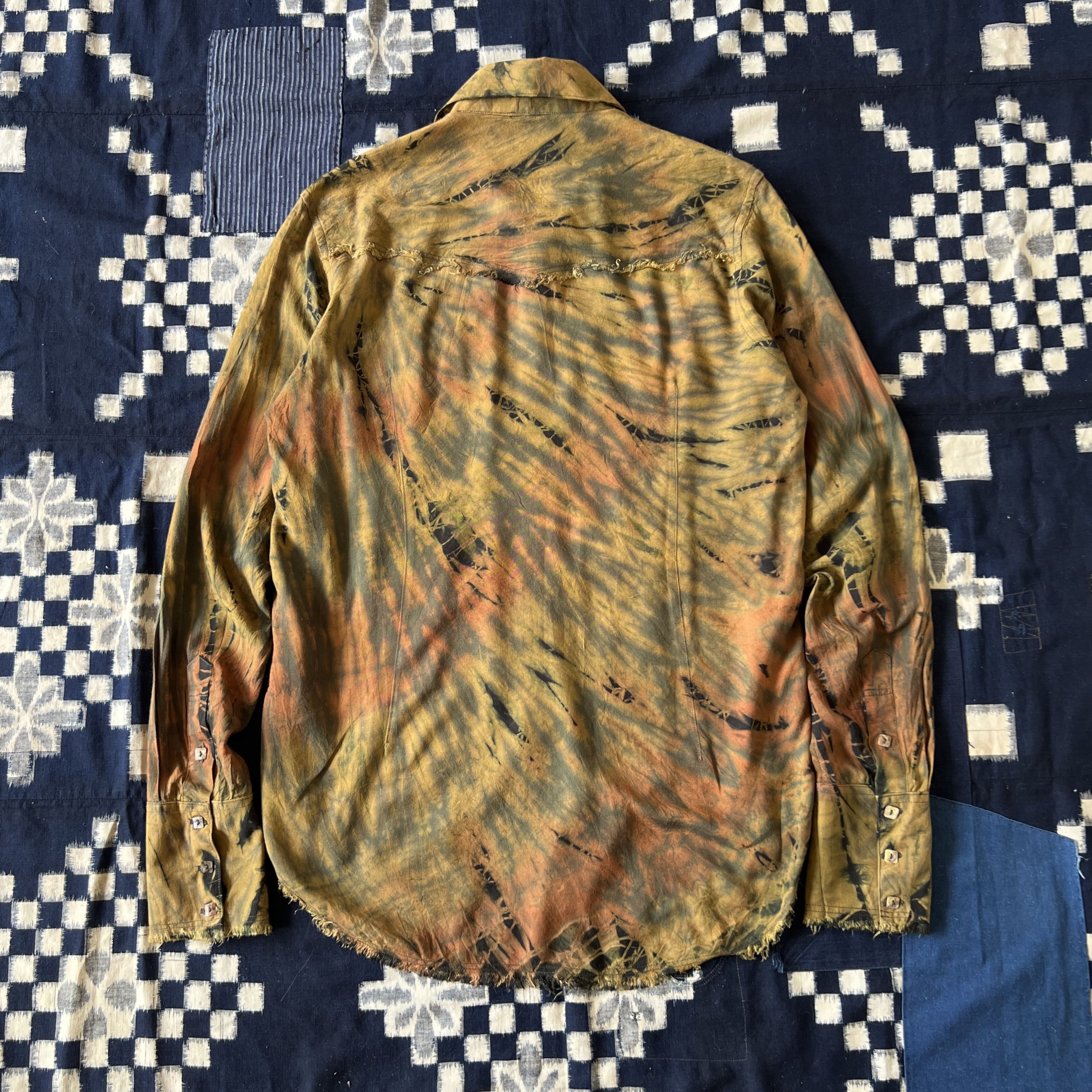GOA Scarecrow Frayed Button Up Shirt Tie Dye - 7