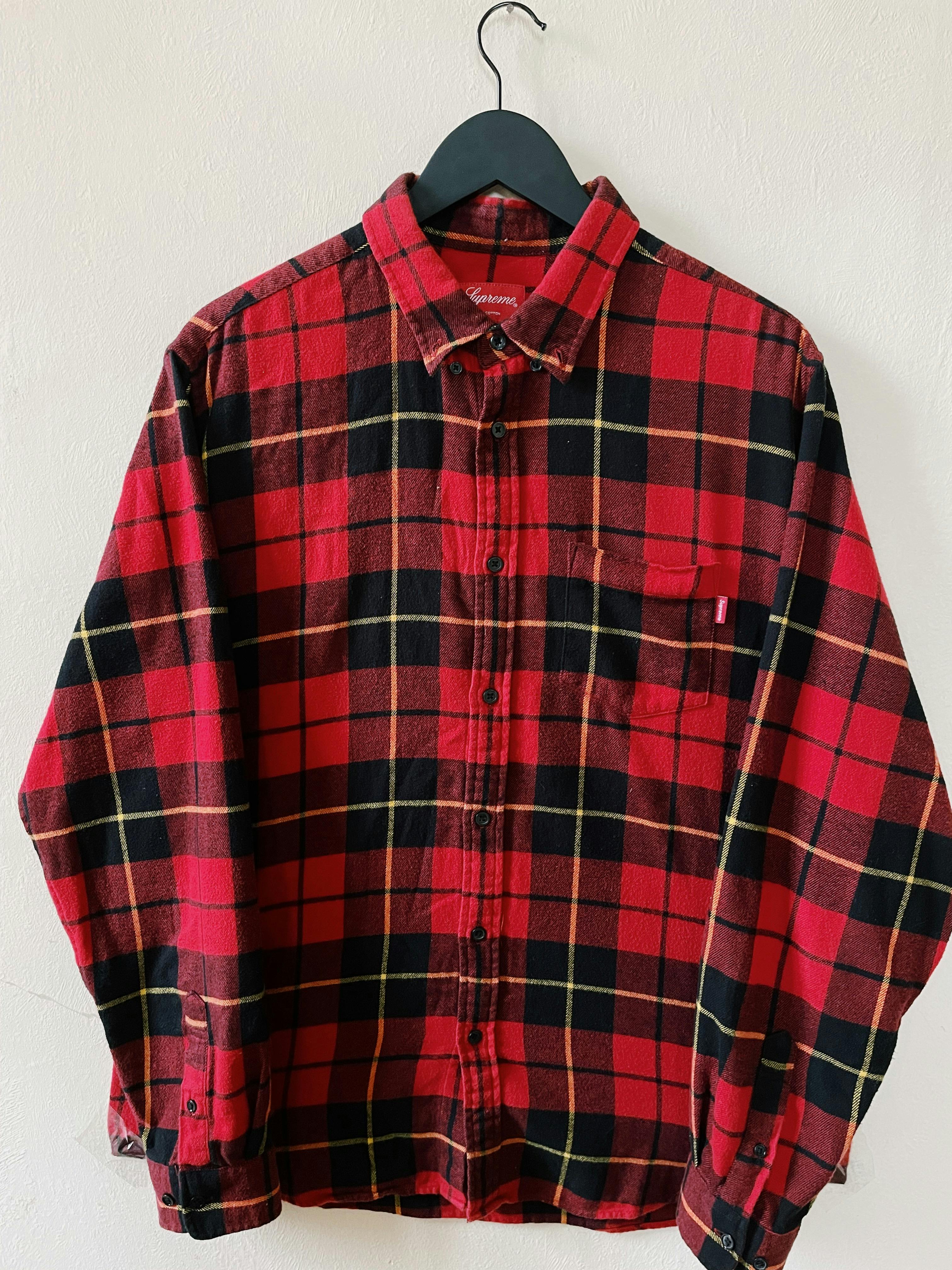 Supreme Tartan Longsleeve Flannel Shirt Red / Black - 1