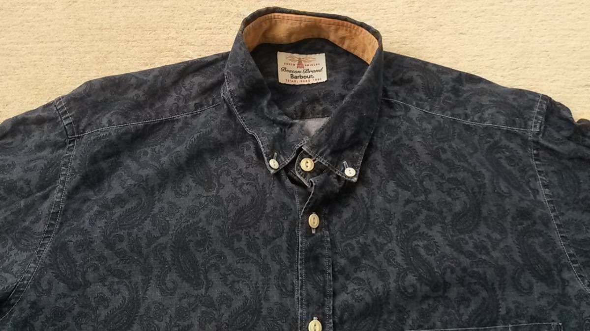 Rare Blue Denim Floral Paisley Pattern Festival Shirt - 1