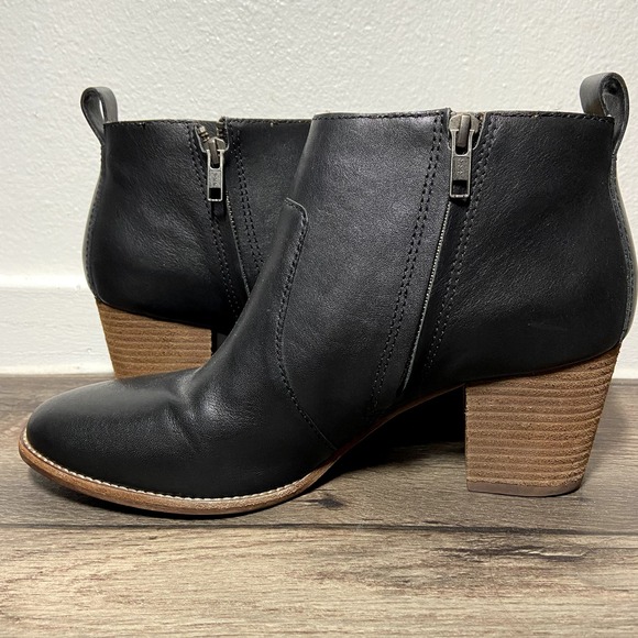 Madewell The Brenner Boot Leather Block Heel Ankle Shaft Almond Toe Black 9.5 - 5