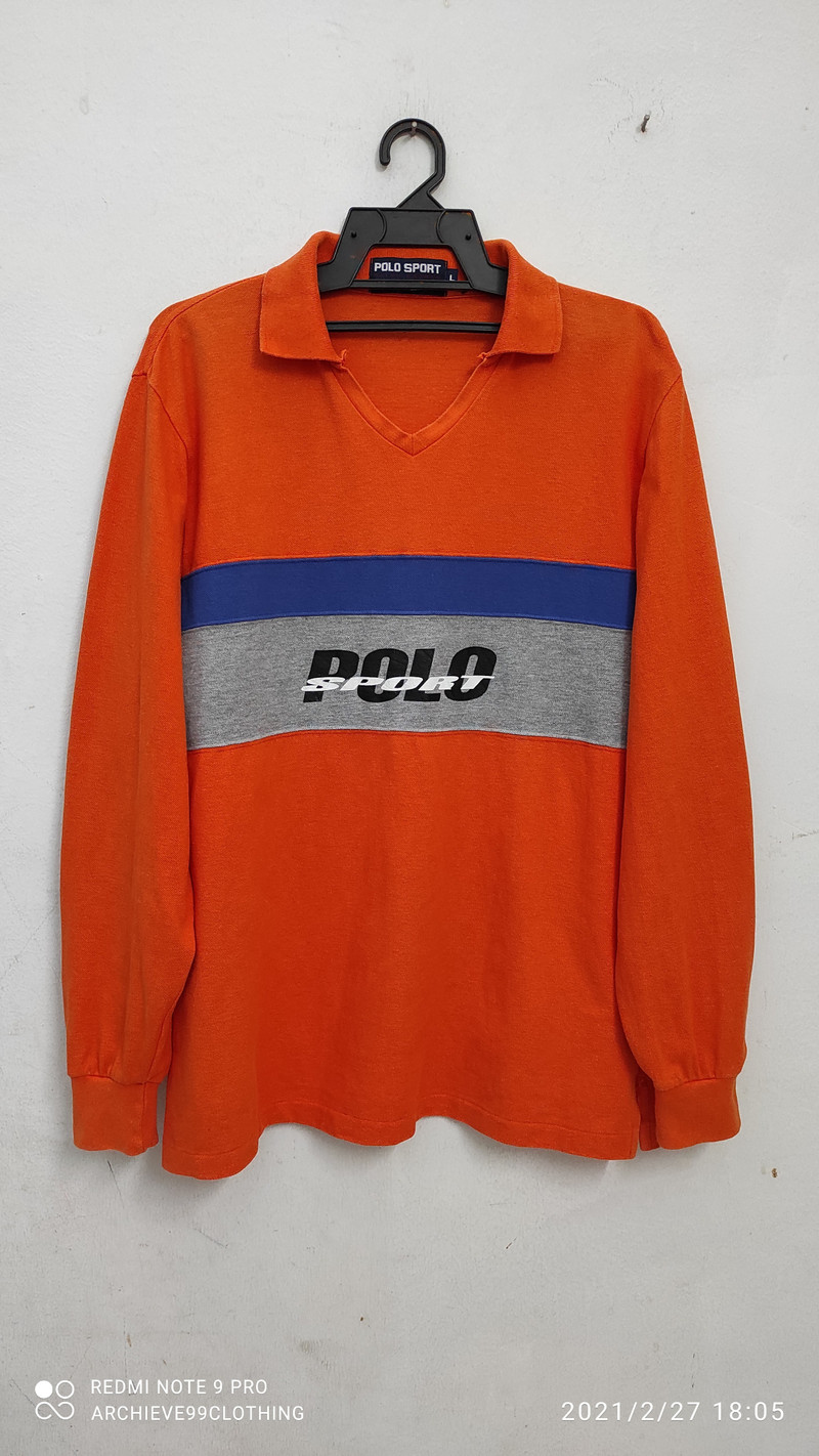 Polo Ralph Lauren - Rare! Vintage 90s POLO SPORT spellout RALPH LAUREN Rugby buttonless shirt - 1