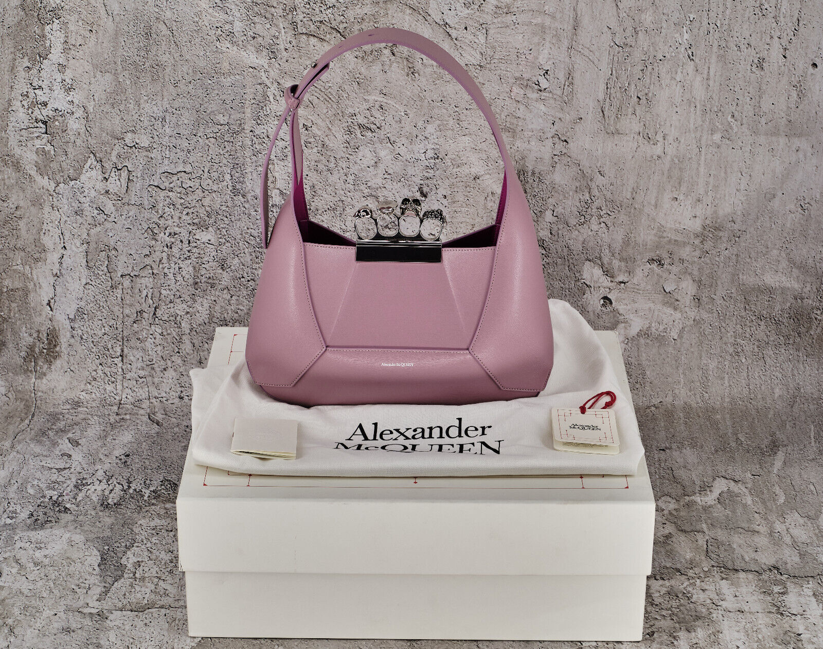 Brand New in Box Alexander Mcqueen Jewelled Hobo Leather Tote Bag in Antique Pink, 2890$ - 2