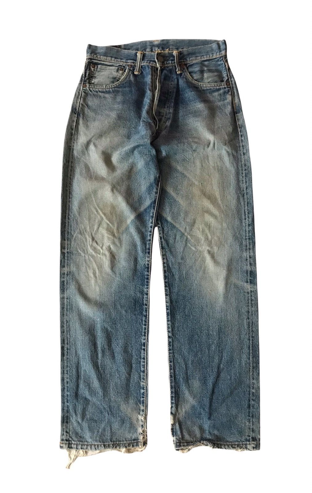 EVISU BY YAMANE DISTRESSED SELVEDGE JEANS - 1