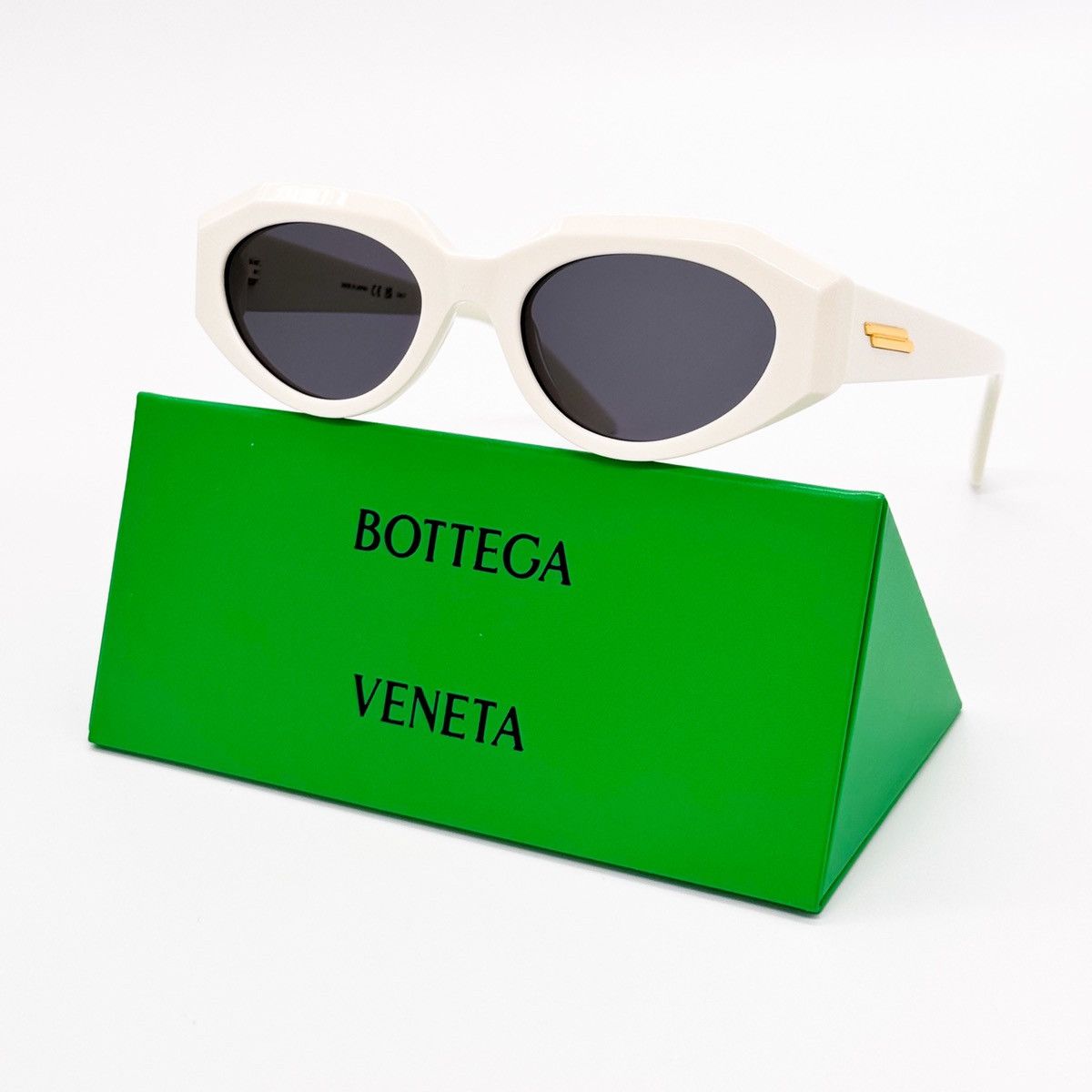 NEW BOTTEGA VENETA BV1031S 003 OVAL WHITE WOMEN SUNGLASSES - 2