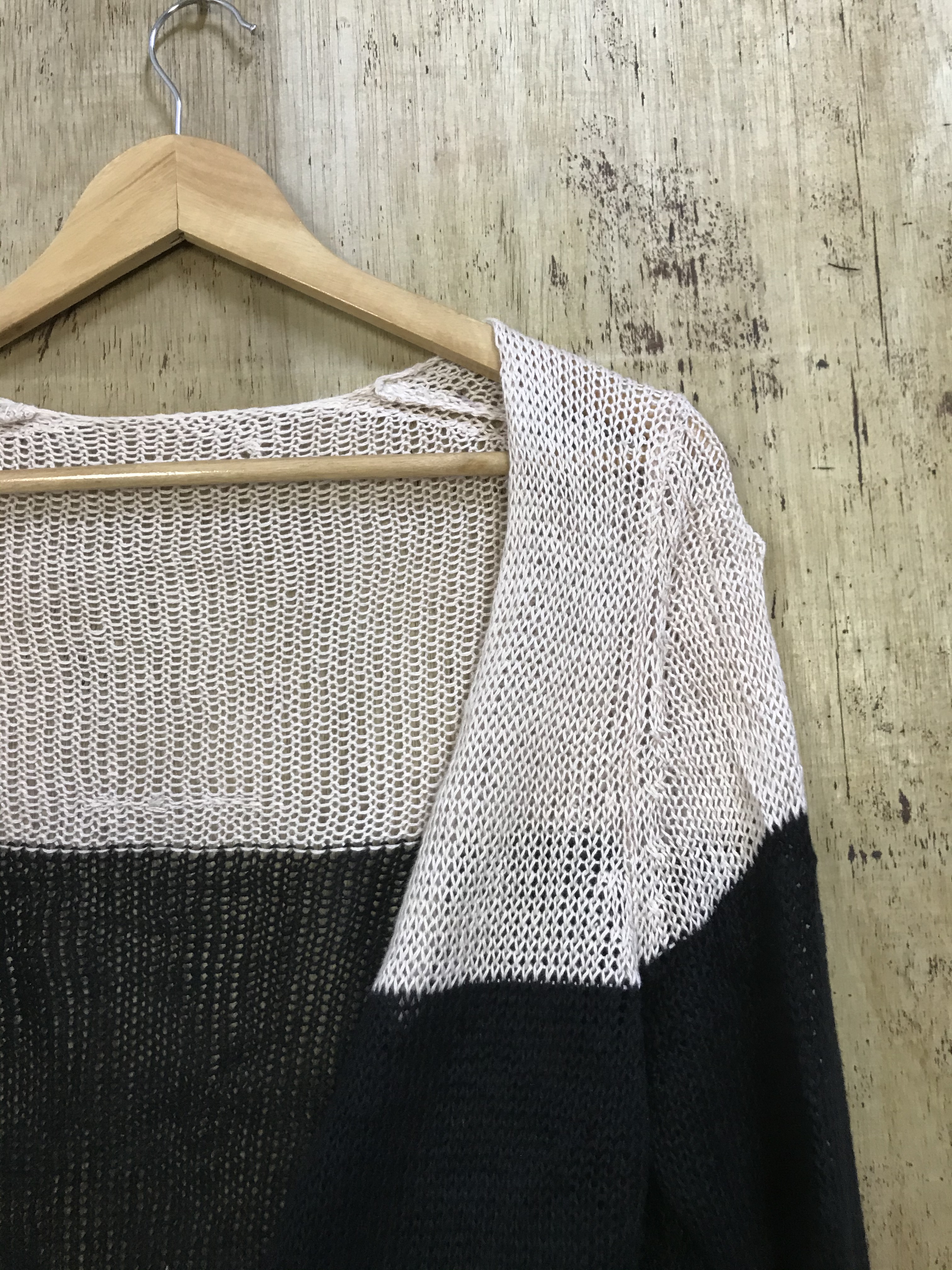 Japanese Brand - Japan Mesh Net Drop Shoulder Open Knit Cardigan - 5