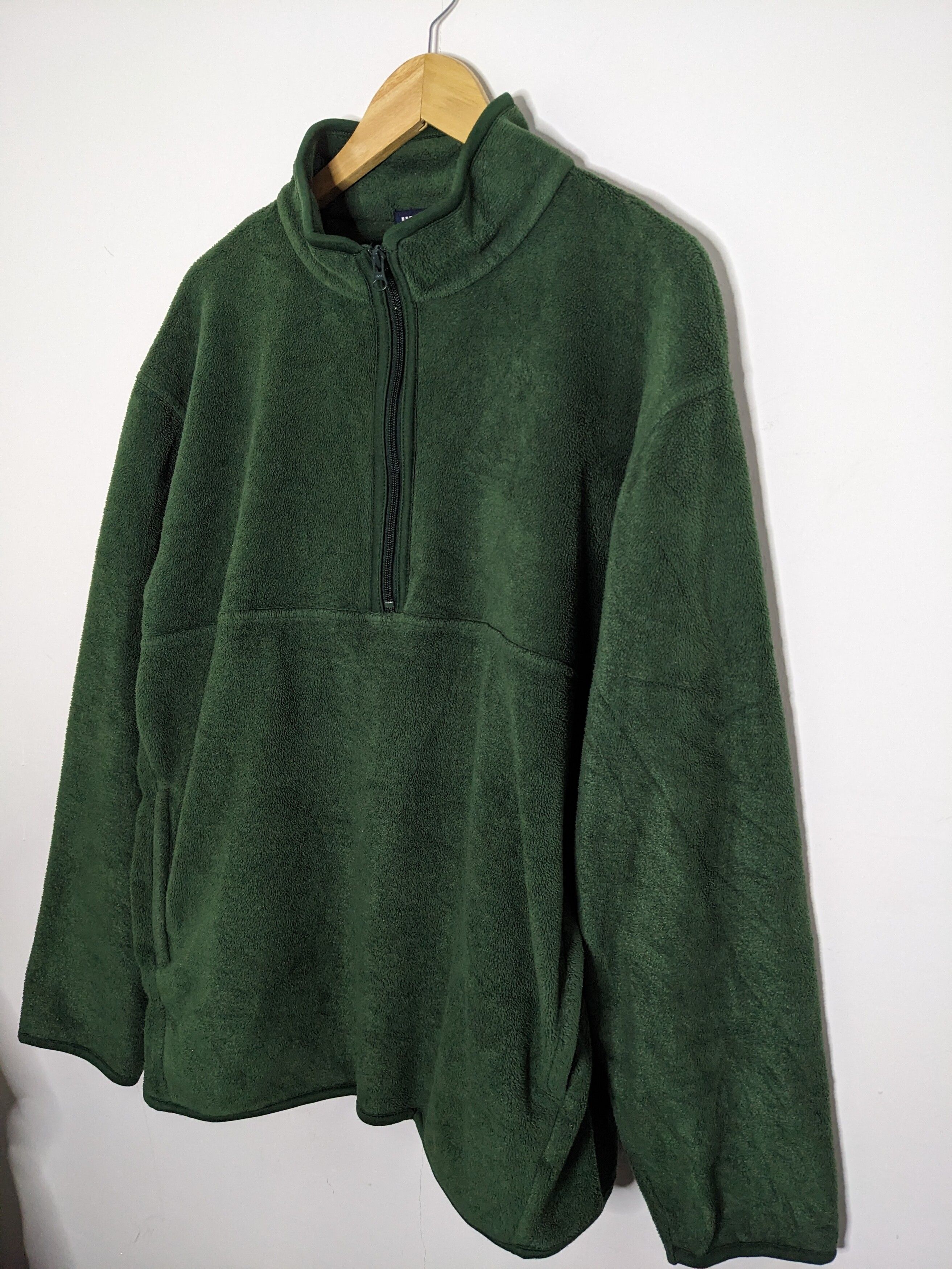 Uniqlo Half Zipper Green Fleece Pullover Sweatshirt Jacket - 2