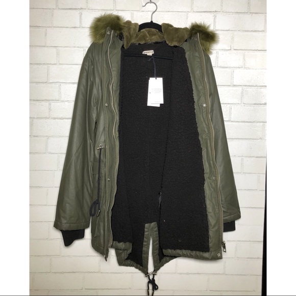 Whistles “Karlie” Olive Waxy Fur Trim Parka - 5