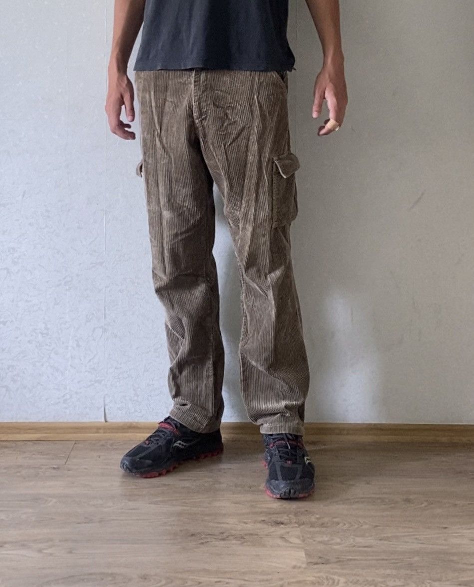 Corduroy Cargo Pants Olive Vintage Y2K Streetwear Men’s XL - 1