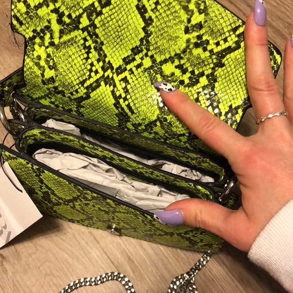 Zara Neon Animal Reptile Snake Print Mini City Bag - 11