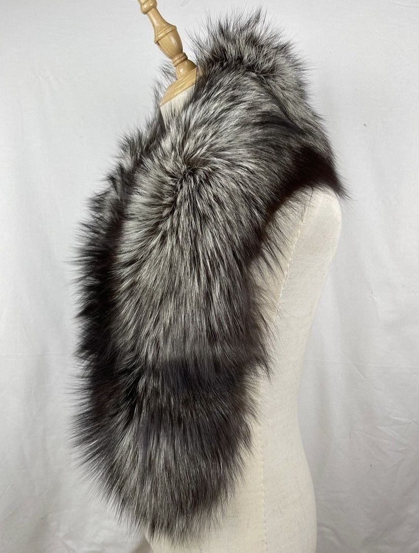 Mink Fur Coat - Luxury Saga Fox Furs Collar Scarf - 3