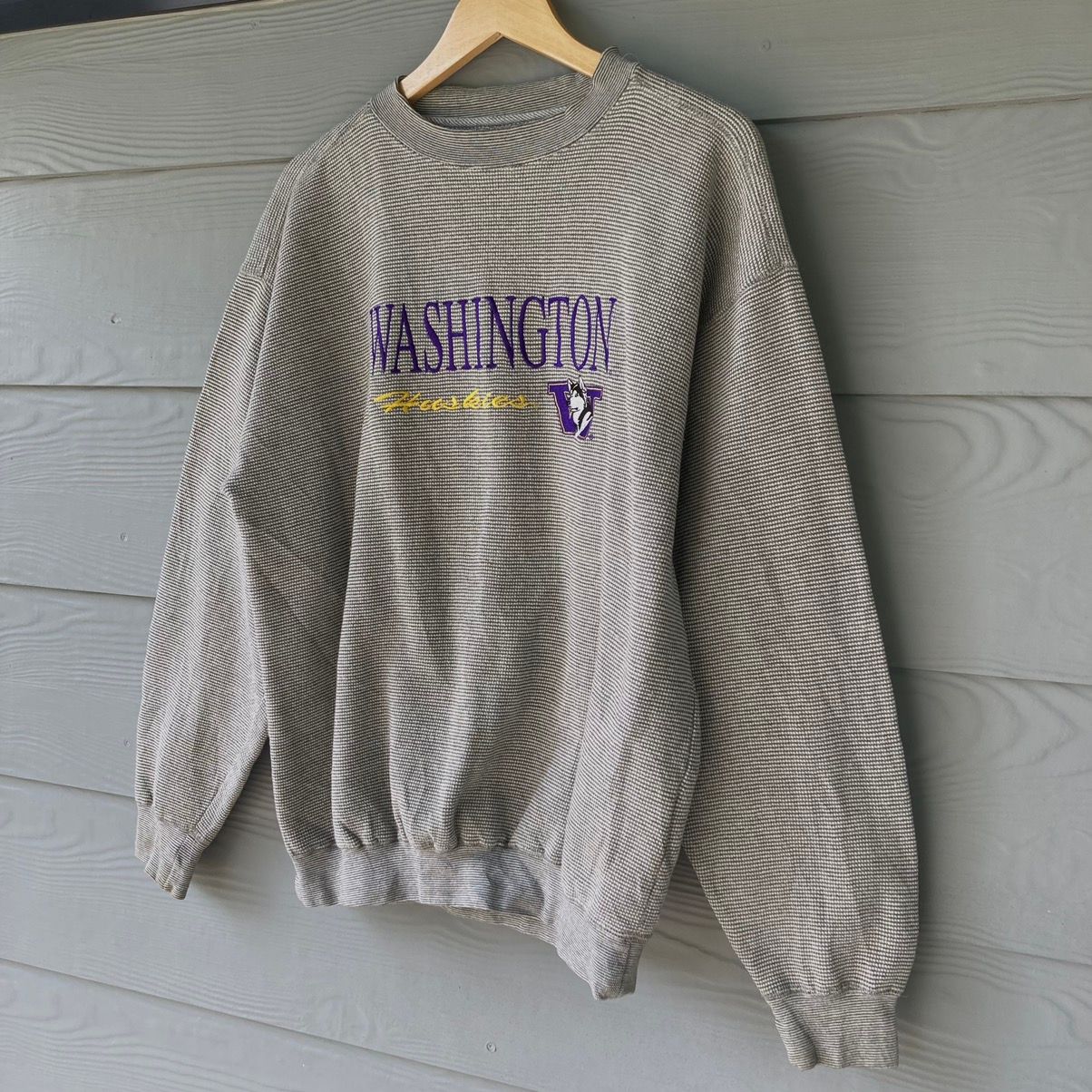Vintage 90s Washington Huskies University Grey Sweatshirt - 3