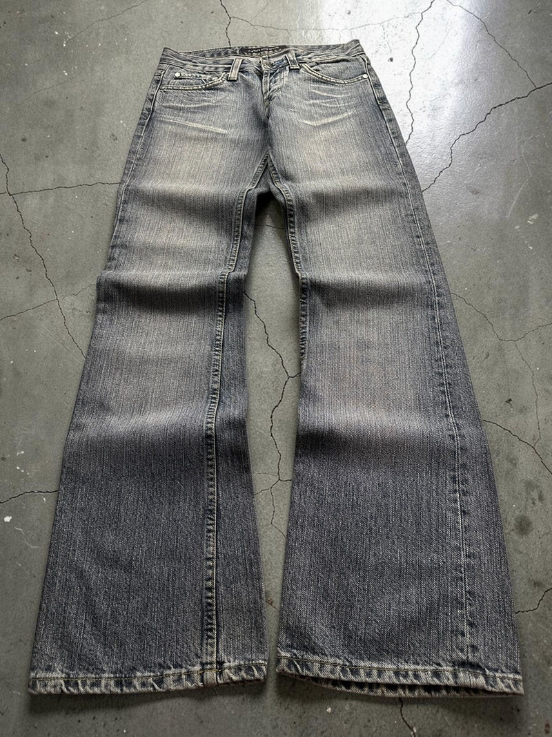 Vintage Y2K Versace Washed Bootcut Flared Denim Jeans LGB - 1