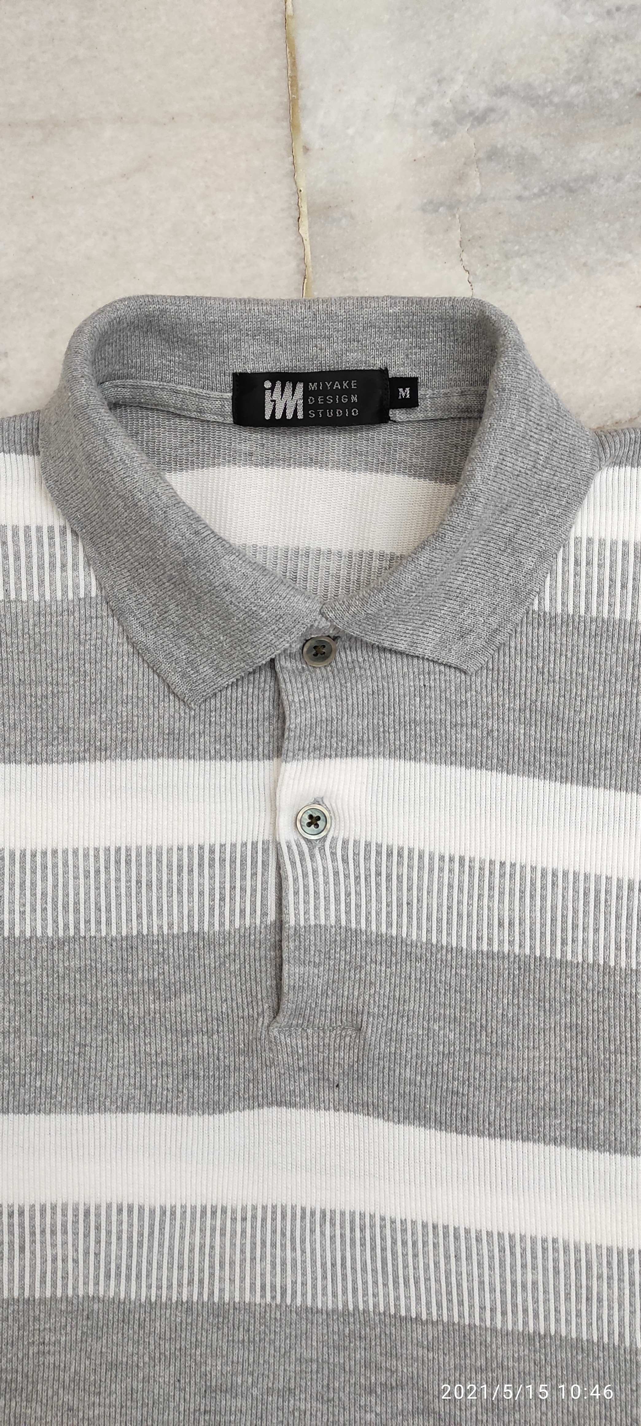 Issey Miyake - ISSEY MIYAKE DESIGN STUDIO Color block Polos stripe cotton knit fabric - 7