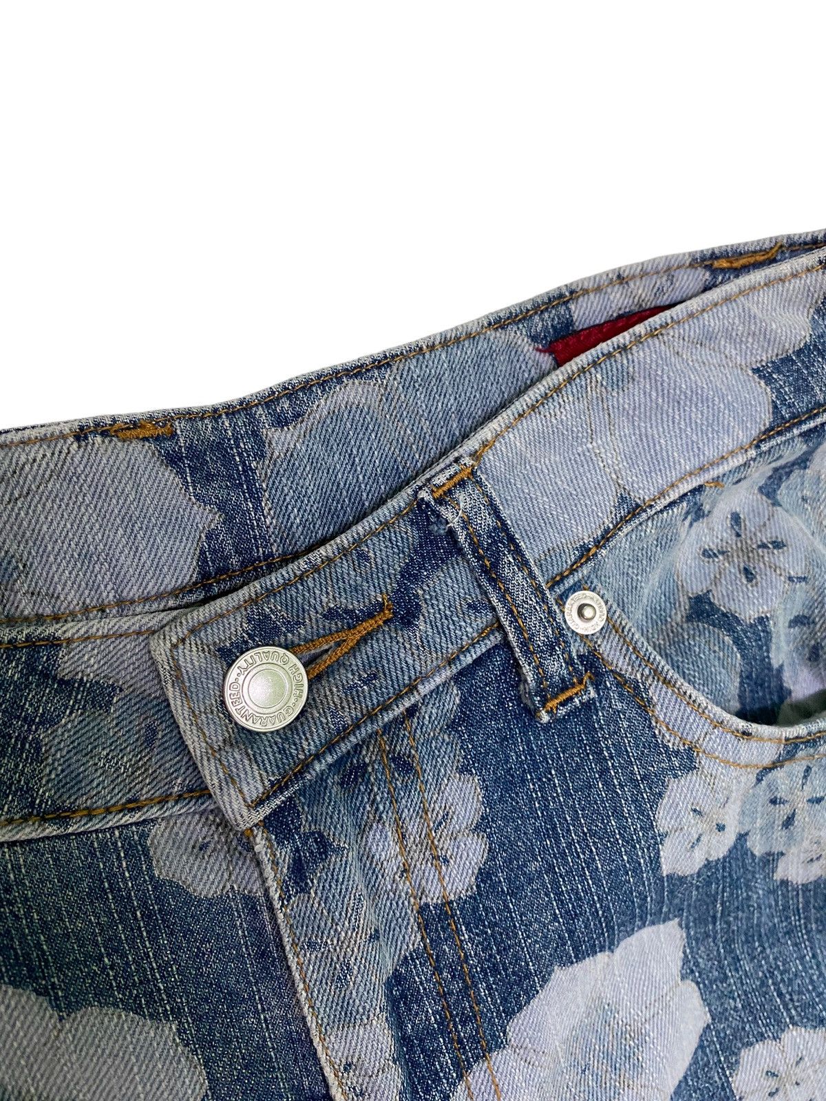 Vintage - Flared LIB-ACE Flower Acidwash Overprint Denim S46K - 8