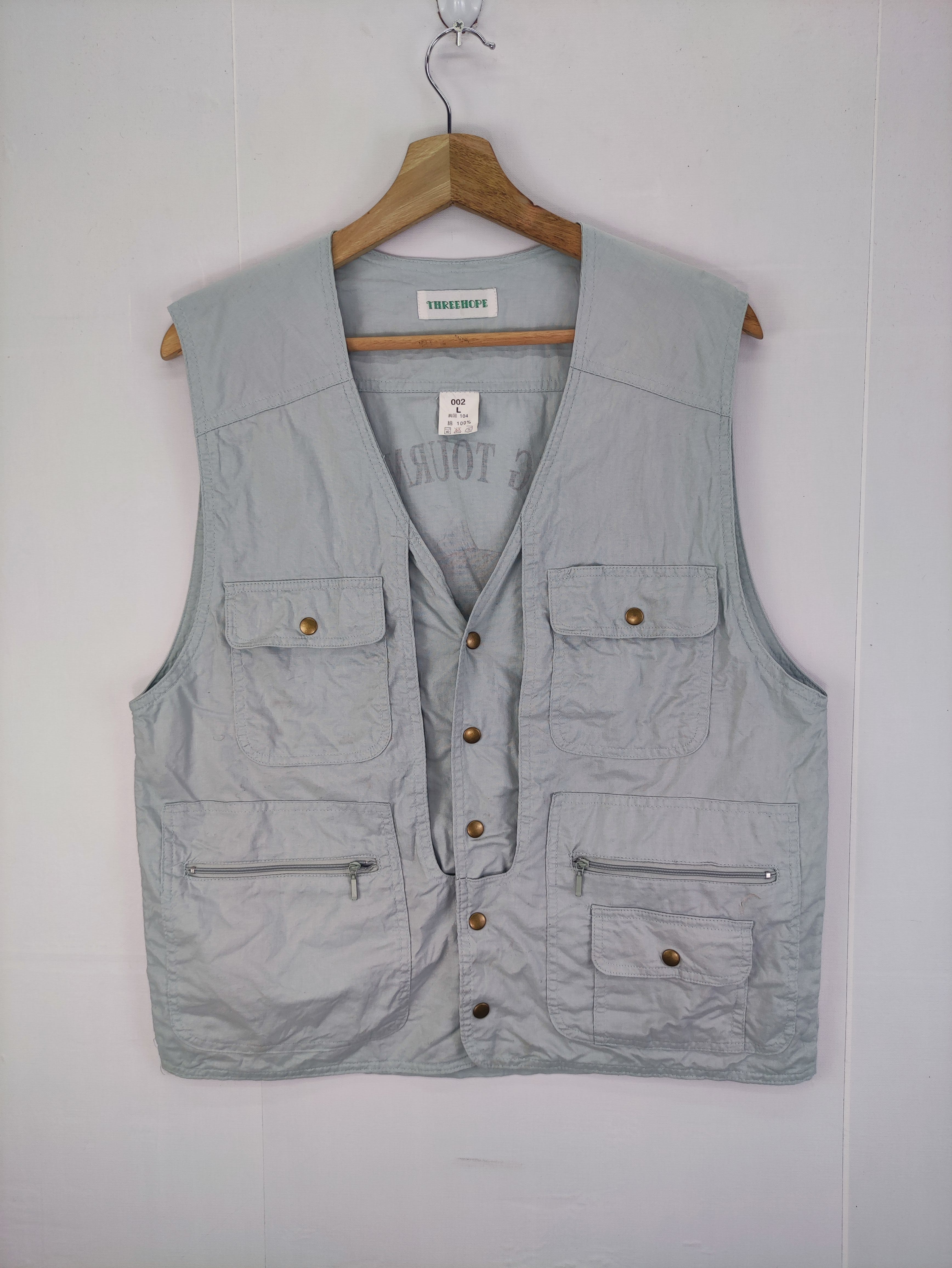Outdoor Style Go Out! - Vintage Fishing Vest Snap Button By Three Hope - 2