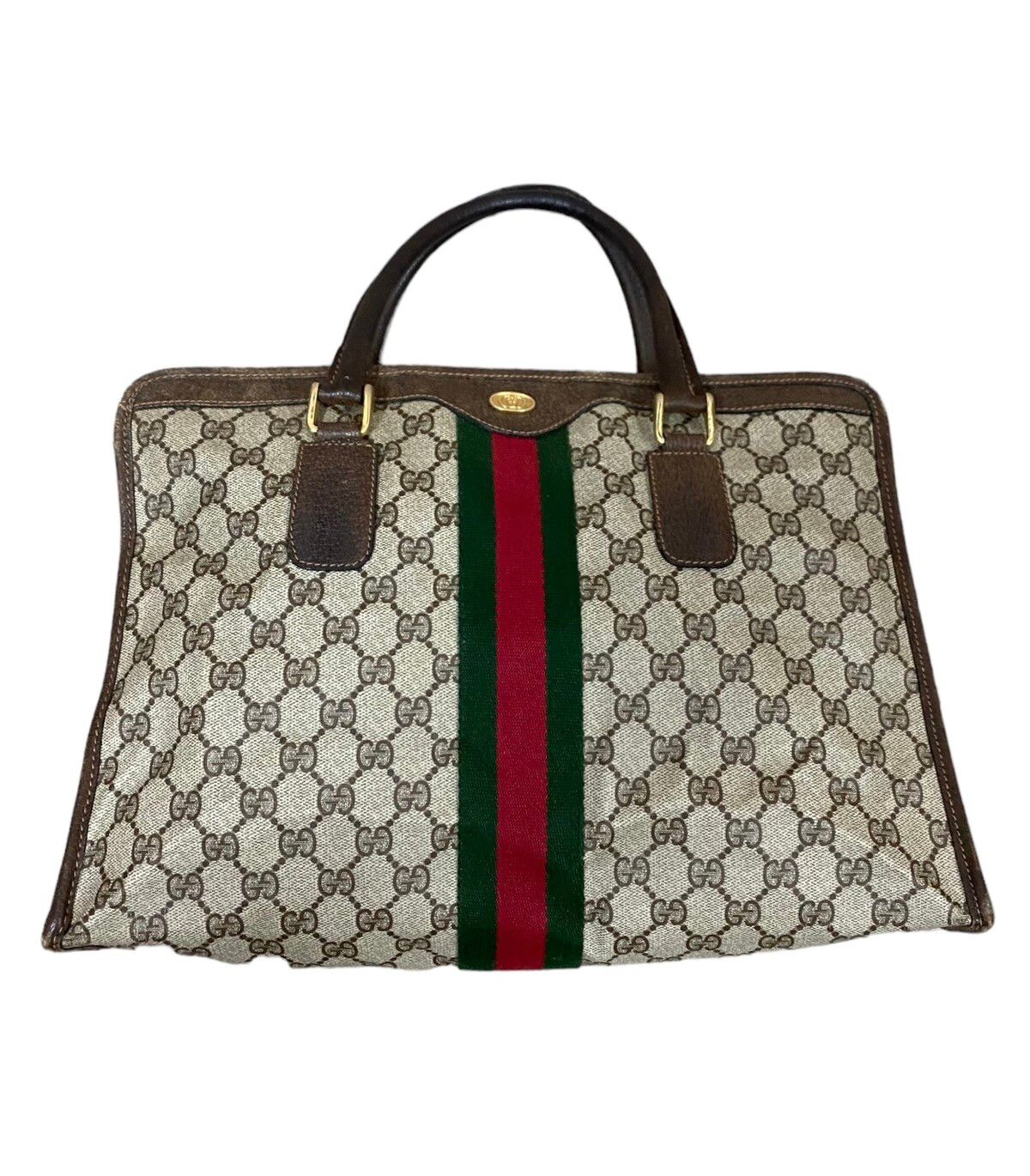 Vtg🔥Authentic Gucci GG Canvas Web Sherry Line Handbag - 3