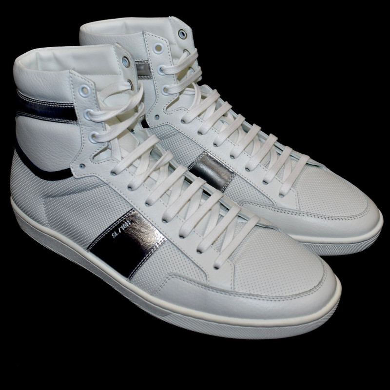 Saint Laurent White Leather SL/10H High Top Sneakers - 1