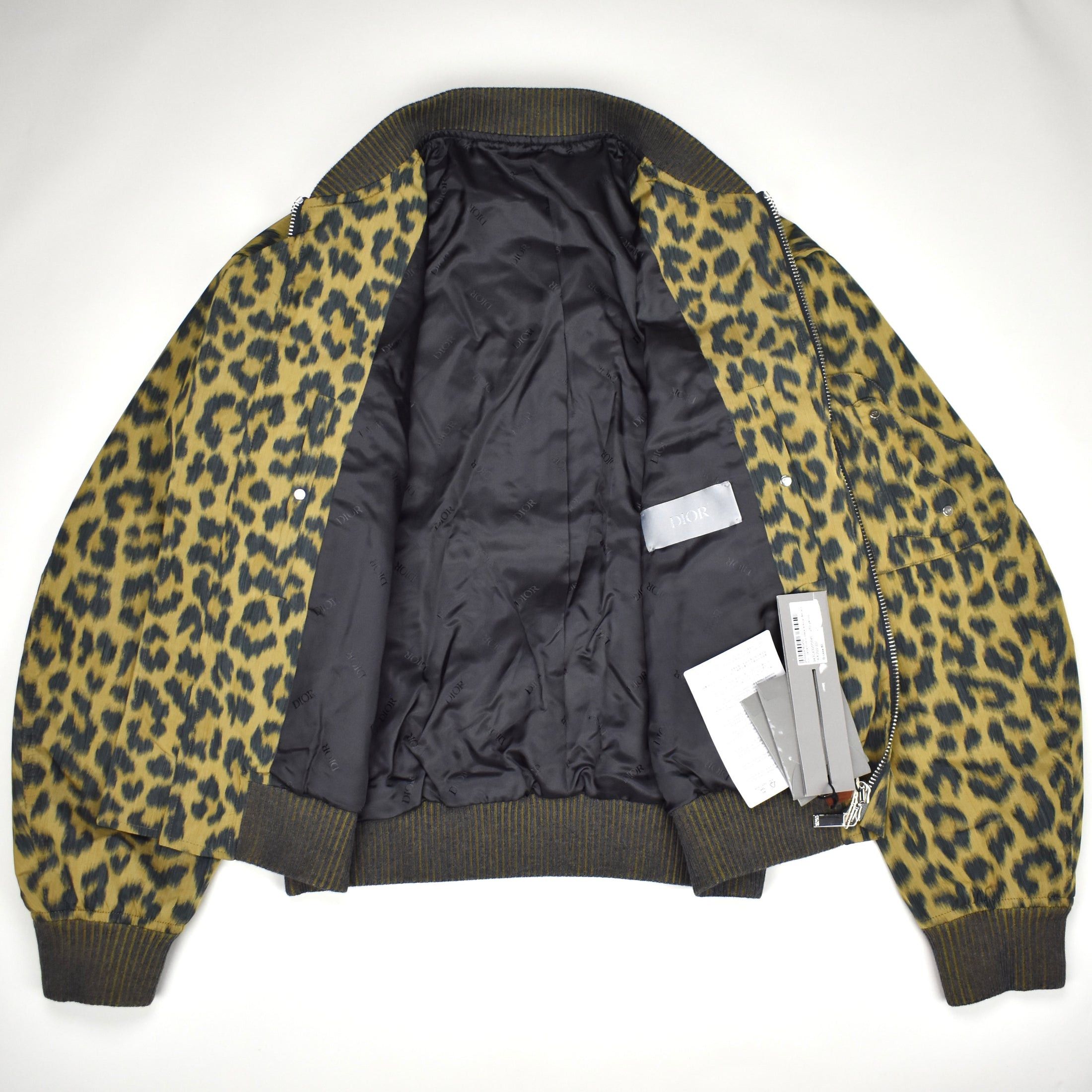 DIOR Leopard Print Woven Bomber Jacket Saddle Pocket - 3