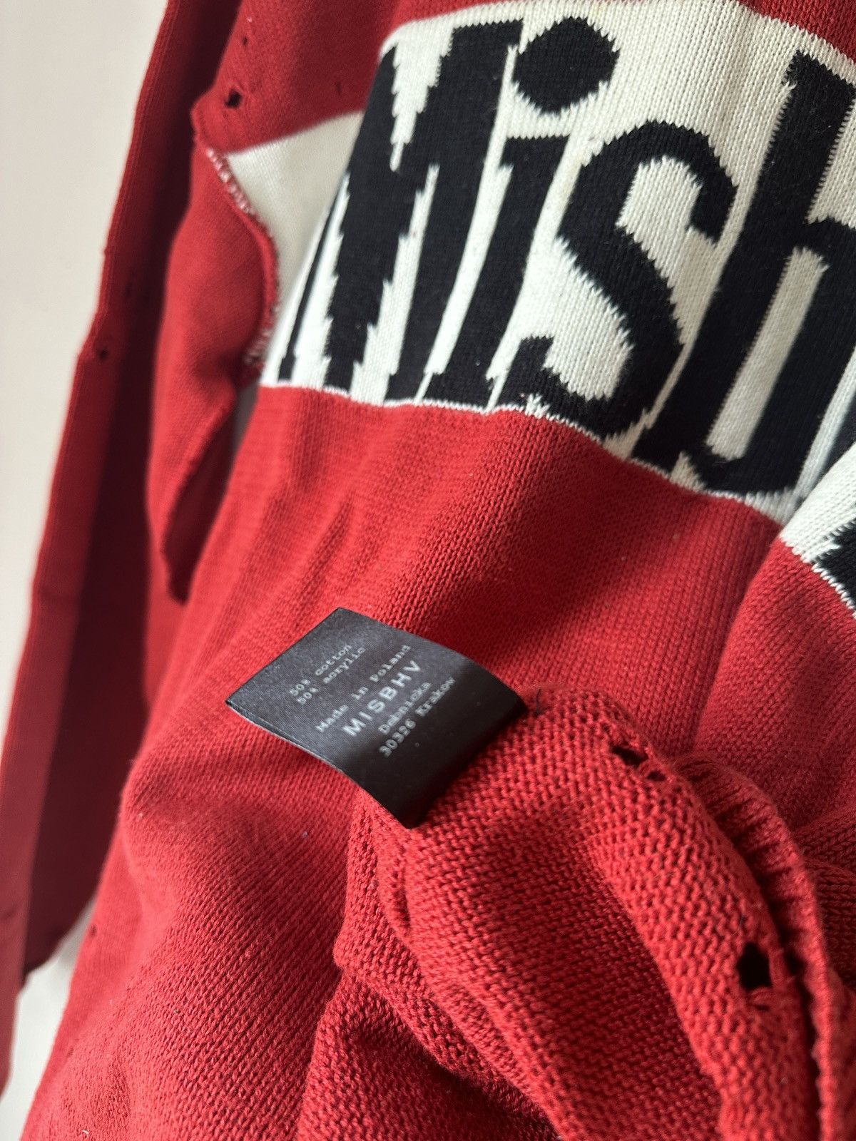 MISBHV Distressed Knitted Red Sweater - 6